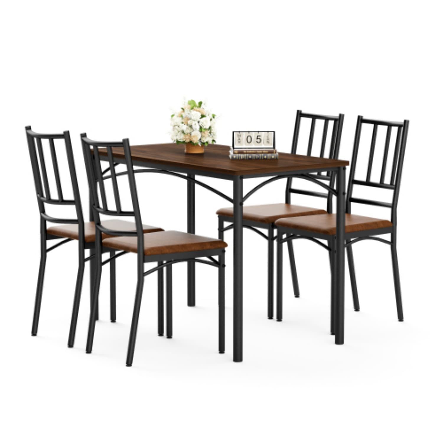 ANYSUN Essgruppe Essgruppe 5-teilig, Esstisch mit 4 Stühlen, Küchentisch Set 110 cm, Mit Polsterung und Rückenlehne, für Küche, Esszimmer und Wohnung
