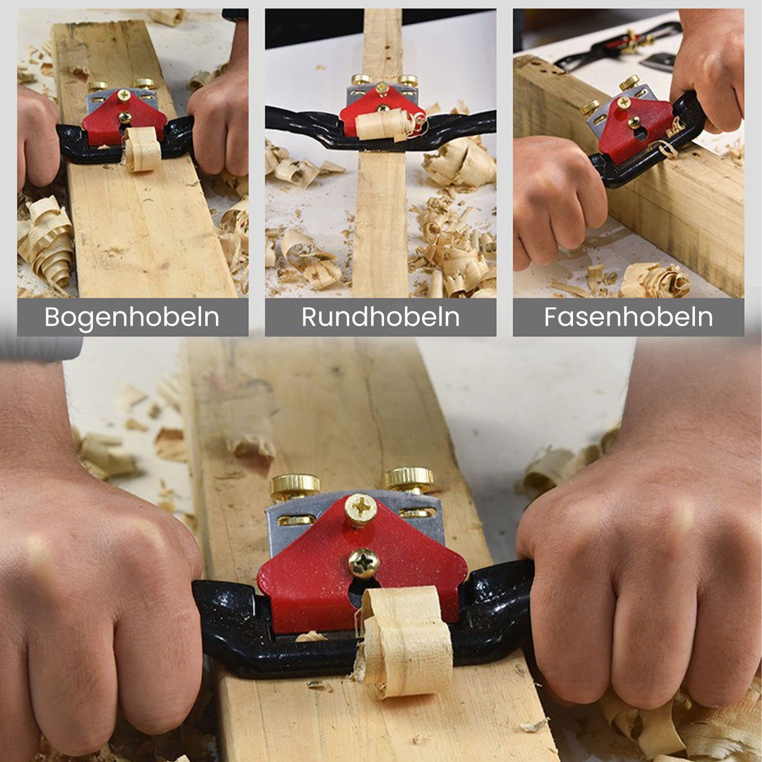 Refttenw Blockhobel Schweifhobel Schabhobel Verstellbare Handhobel mit 2 Ersatzklingen, Hobeleisenbreite 43,00 mm