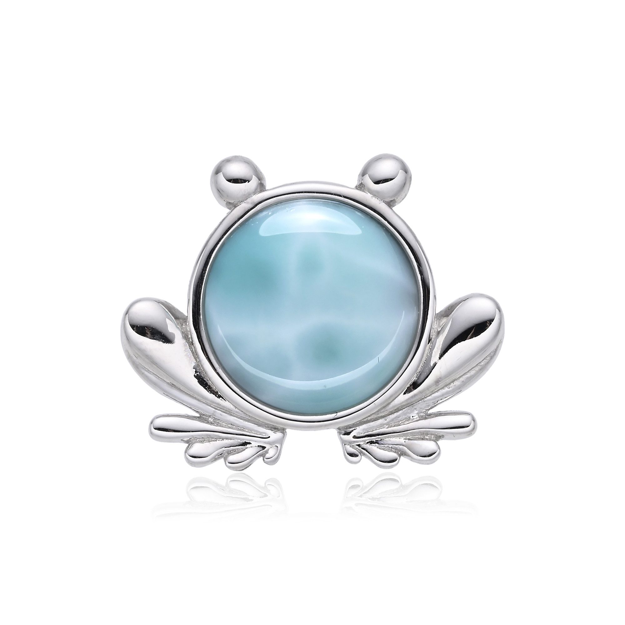 Cavill Kettenanhänger Larimar Frosch Anhänger 3,75 ct Silber, blauer Cabochon 17x21mm (1-tlg)