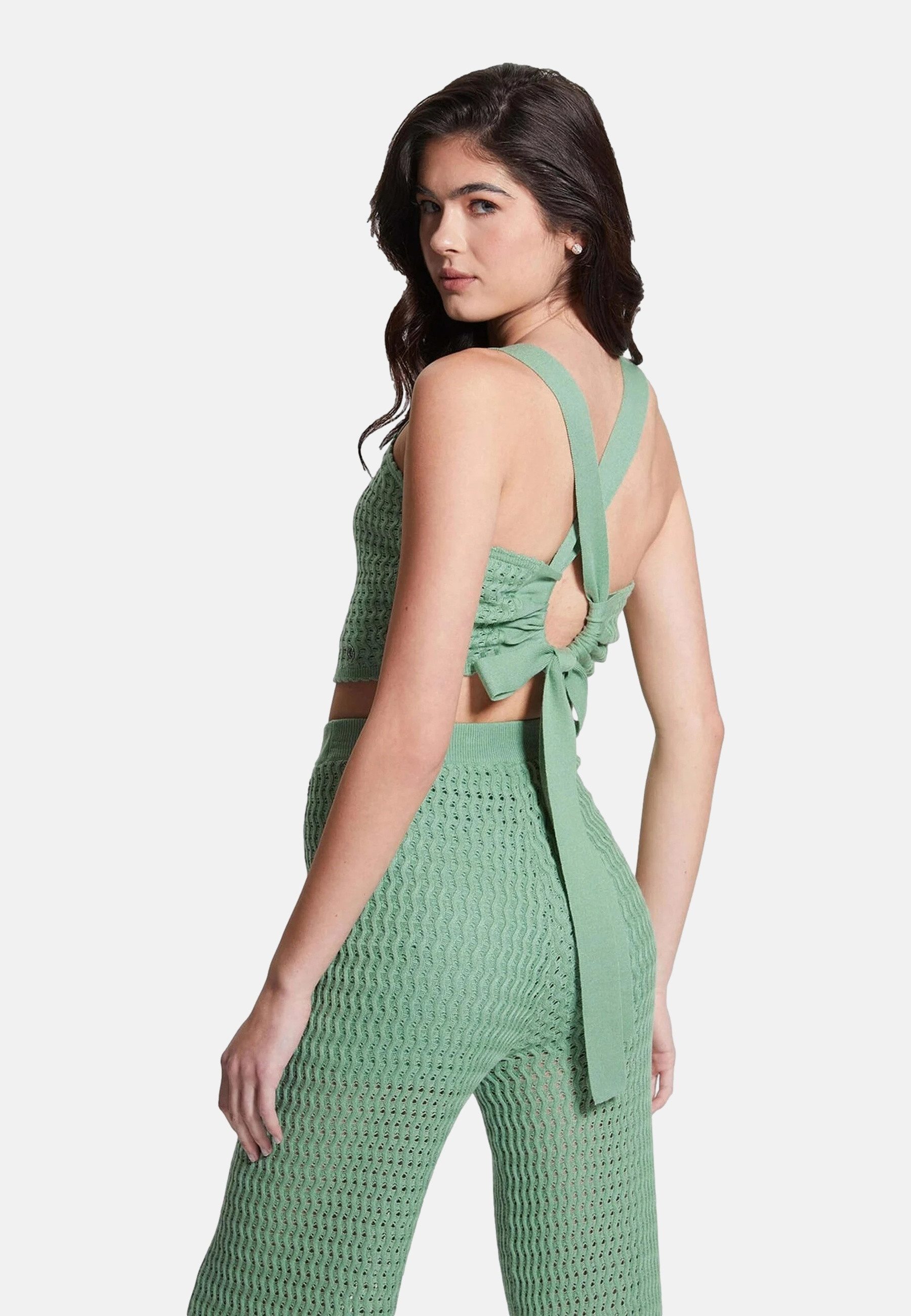 Guess Tanktop Top YASMINA TIE BACK Ärmelloses Stricktop (1-tlg)