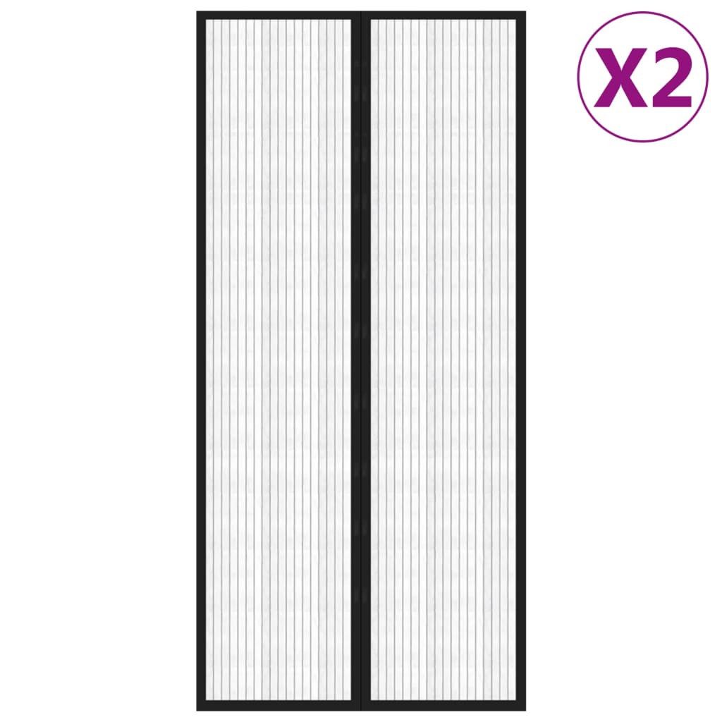 Thumbnail - vidaXL Insektenschutz-Fensterrahmen Insektenschutz Türvorhänge 2 Stk mit Magnet Schwarz 220x110 cm