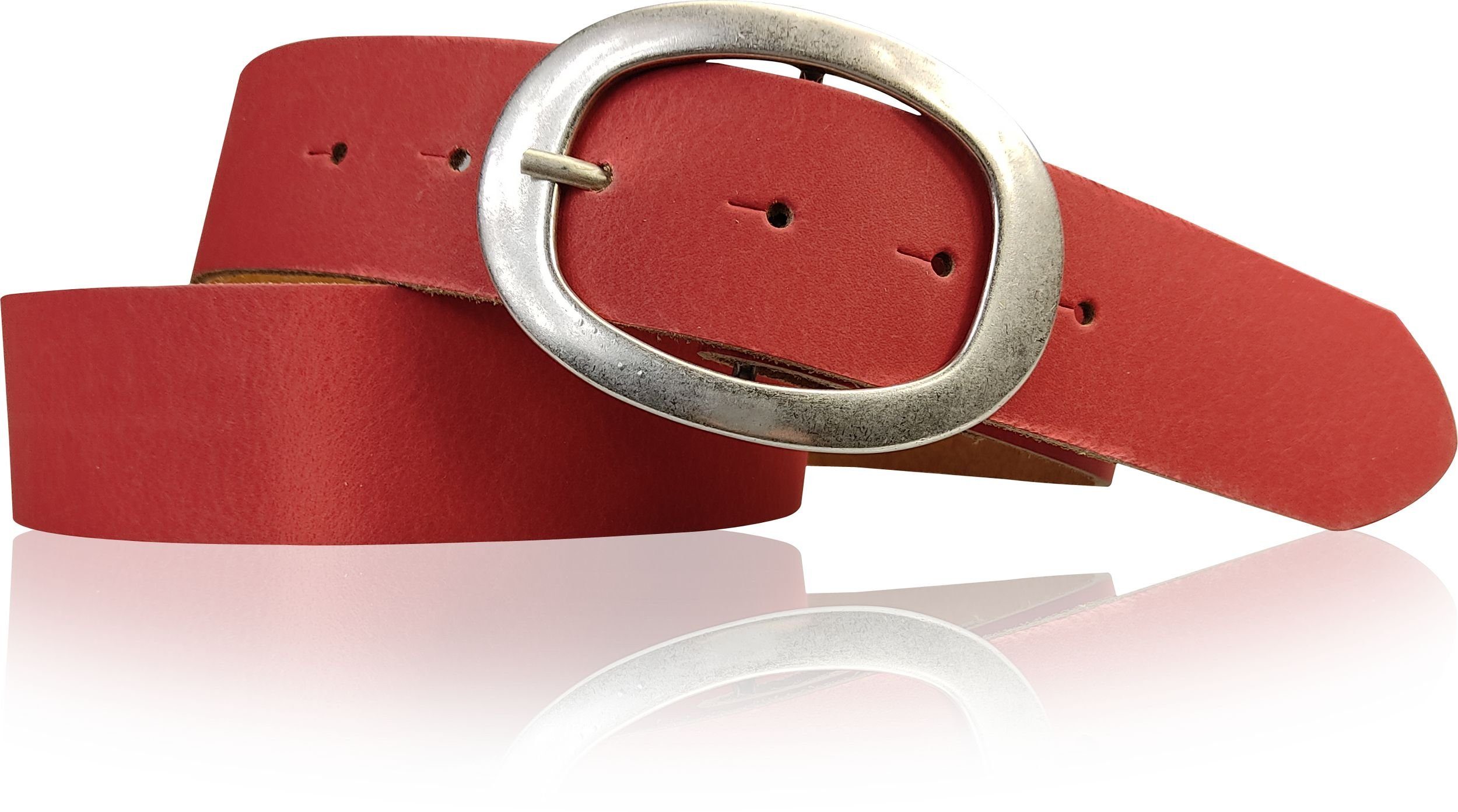 Gürtelschnalle 17611 Hüftgürtel Damen FRONHOFER silber Rot cm vielseitiger Jeansgürtel ovale 4