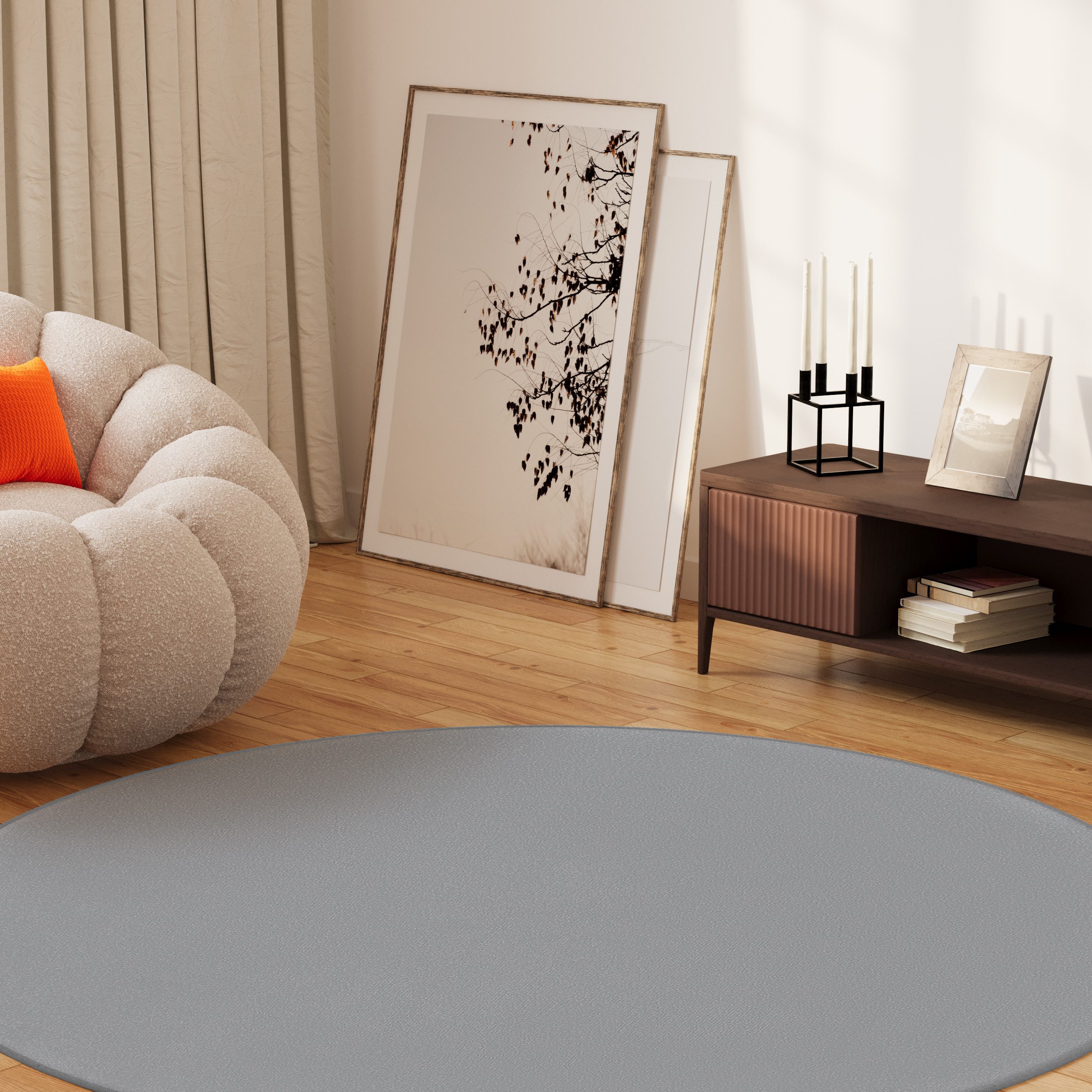 Tapiso Outdoorteppich MONO, rund, Höhe: 6 mm, Kurzflor Indoor Outdoor Einfarbig