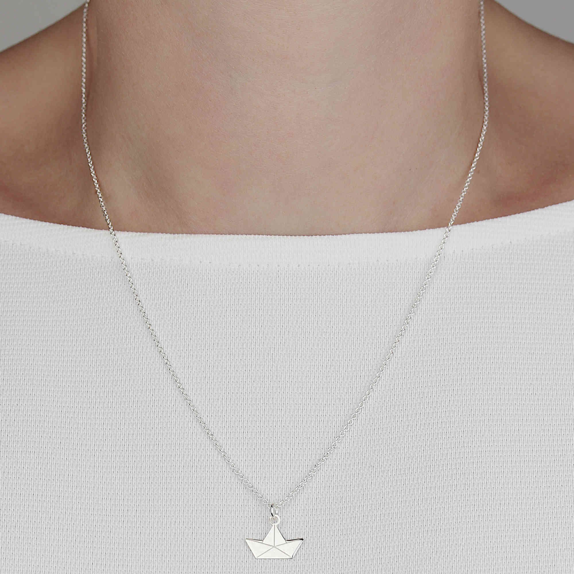 SCHOSCHON Kette mit Anhänger Halskette Papierboot 925 Silber, Papierschiff günstig online kaufen