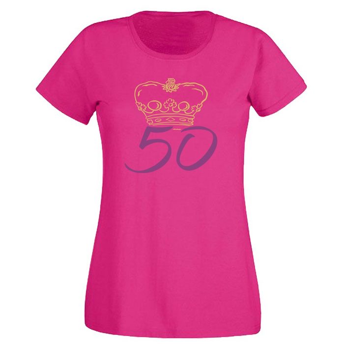 G-graphics T-Shirt Damen T-Shirt - Krone – 50 zum 50ten Geburtstag • mit trendigem Frontprint • Aufdruck auf der Vorderseite • Spruch / Sprüche / Print / Motiv • für jung & alt