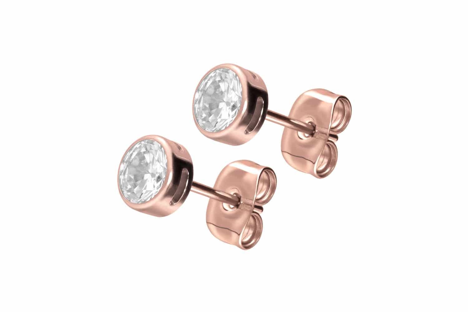 Paar Ohrstecker Titan Ohrstecker EINGEFASSTER KRISTALL