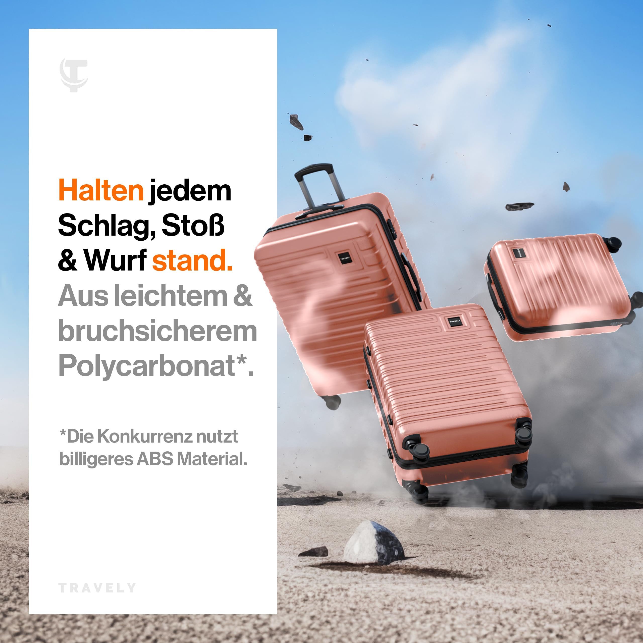 Travely Koffer Polycarbonat Koffer Set - 3 teiliges Kofferset, XL + L + M, günstig online kaufen