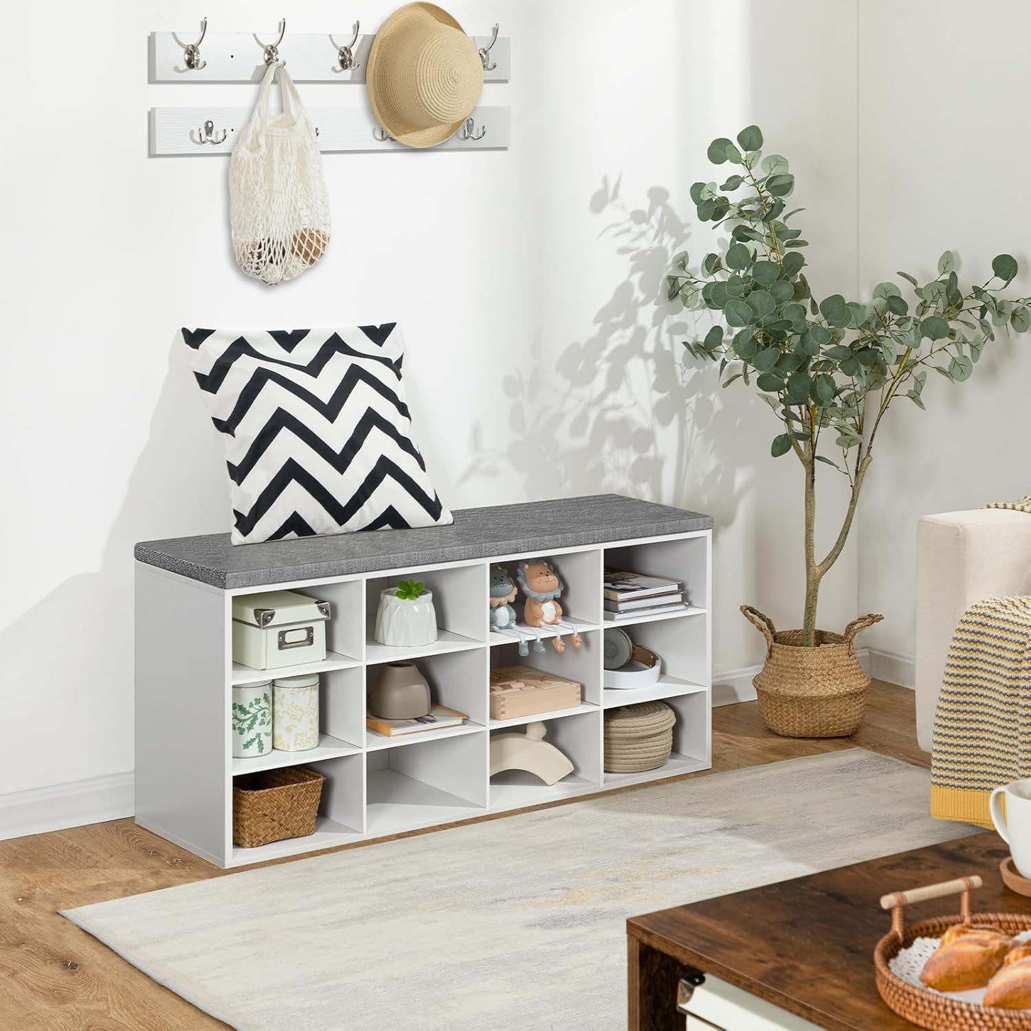 Hoobro Garderobe Wandgarderobe mit 9 Haken, Schuhschrank für Flur, Eingangsbereich – Bild 5 von 5
