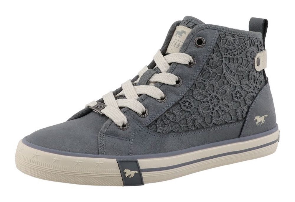 Mustang Shoes Winona Sneaker Schnürboots, High Top-Sneaker mit Blüten-Stickerei