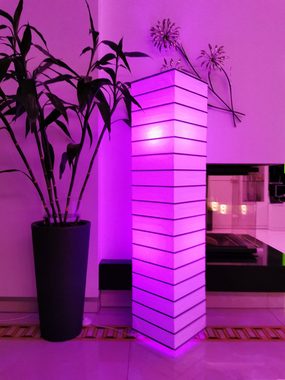 TRANGO LED Stehlampe, 1214RGB LED Standlampe *EUROPA* Reispapierlampe mit Bambus Deko-Stäben Weiß Eckig *HANDMADE* inkl. 2x E14 LED Leuchtmittel - Multi Color Farbwechsel Farbsteuerung & warmweiß per Fernbedienung - Höhe ca. 125cm - Wohnzimmer Lampe, Reispapier Lampenschirm – Stehleuchte