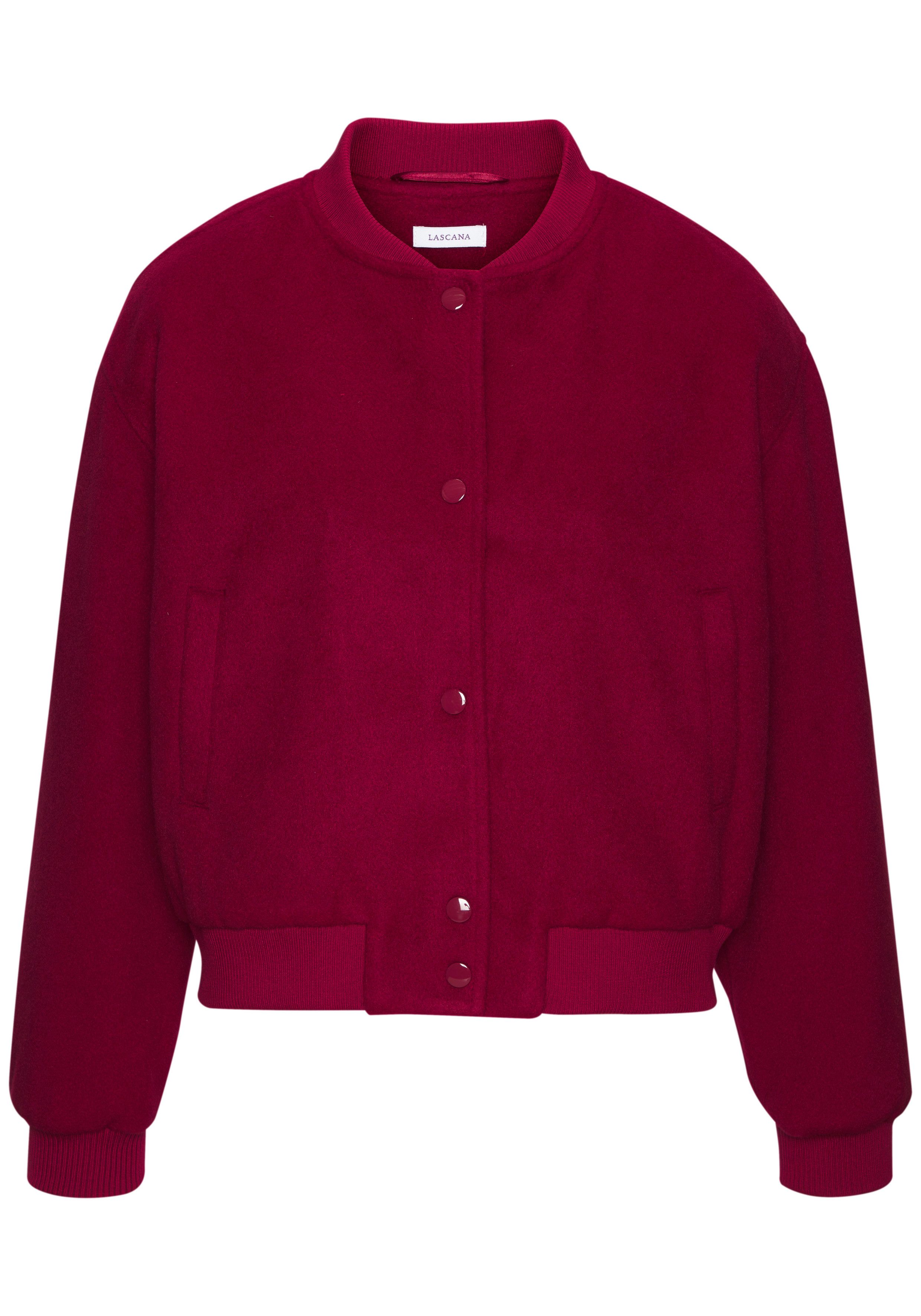 LASCANA Bomberjacke mit Rippbündchen, Pilotenjacke mit Druckknöpfen und Tas günstig online kaufen