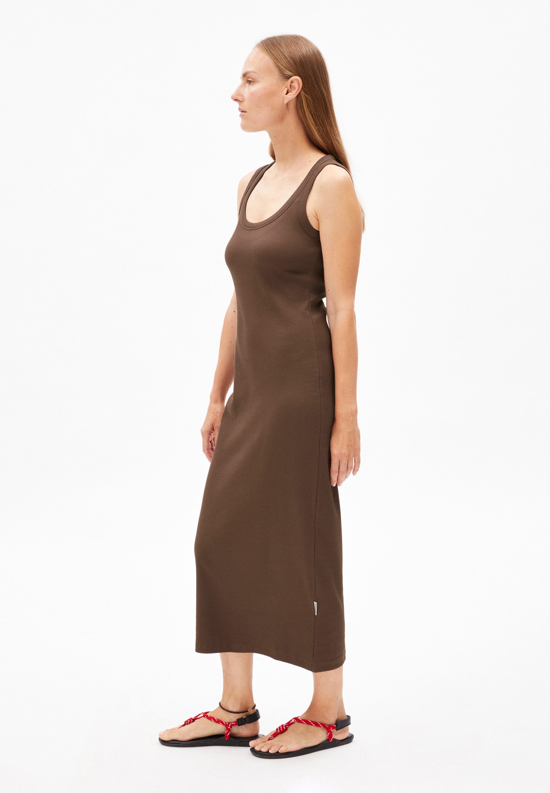 Armedangels Maxikleid GOLDAA Damen Ripp-Jerseykleid aus Bio-Baumwoll Mix Ri günstig online kaufen