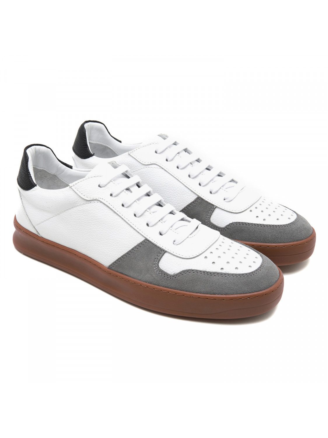 Desa Desa Herren-Sneaker aus Leder – Kunststoffsohle, atmungsaktiv, flacher Sneaker