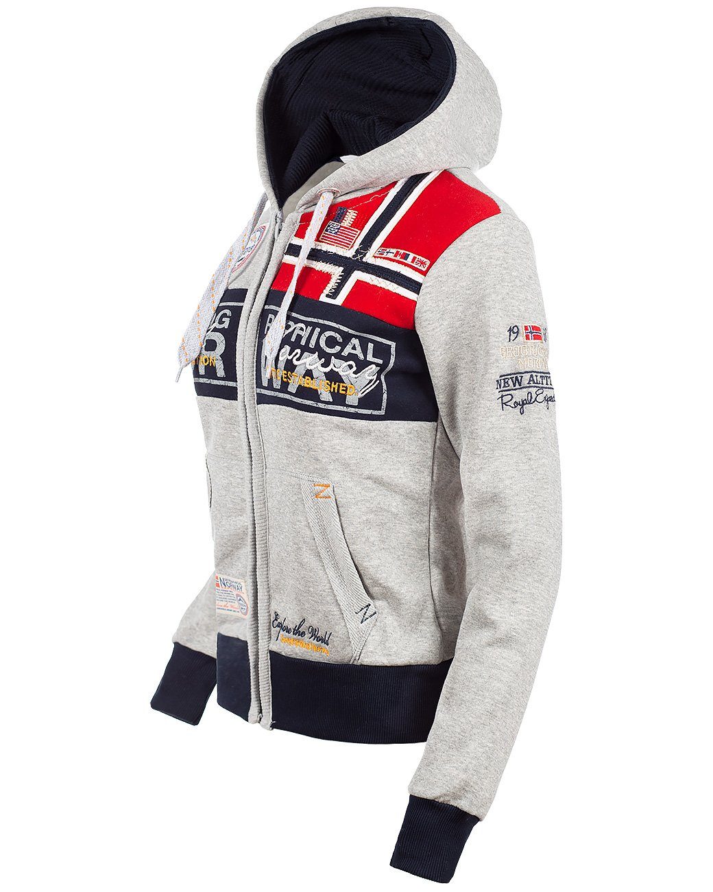 Geographical Norway Sweatjacke Damen Regular Fit Jacke baflyer lady mit Kapuze und Aufnähern – Bild 3 von 5