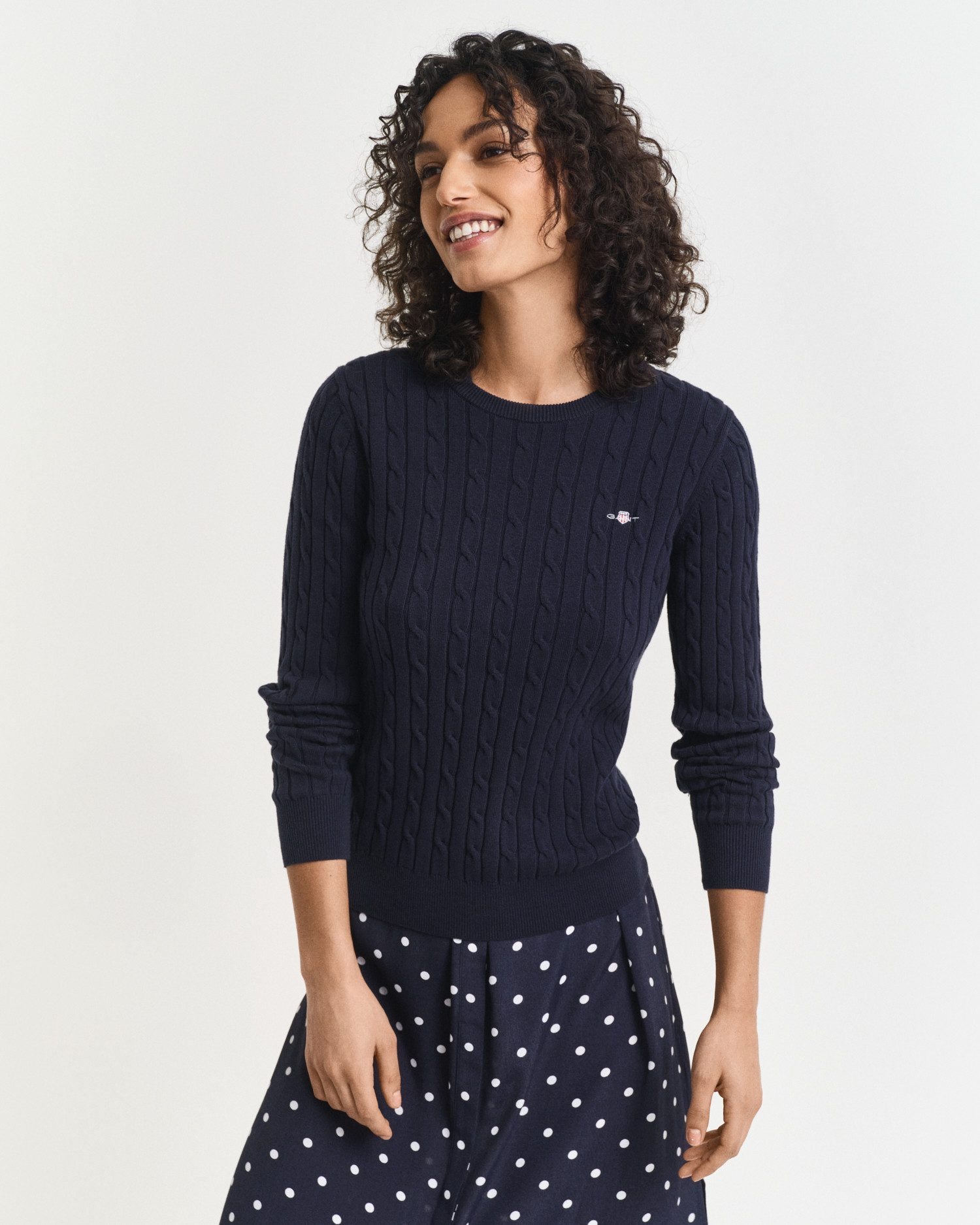 Gant Strickpullover STRETCH COTTON CABLE C-NECK günstig online kaufen
