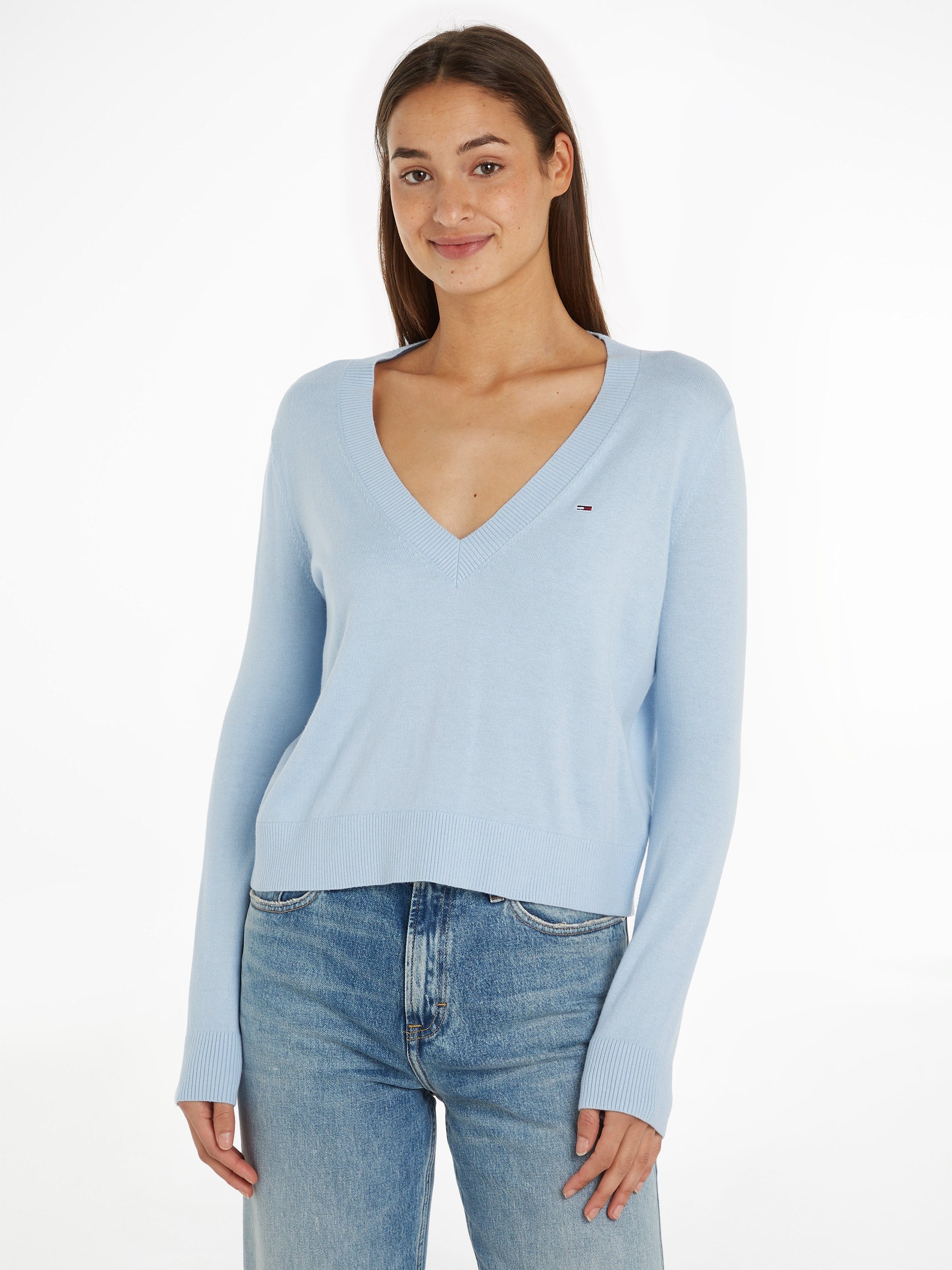 Tommy Jeans Curve V-Ausschnitt-Pullover TJW ESSENTIAL VNECK SWEATER EXT