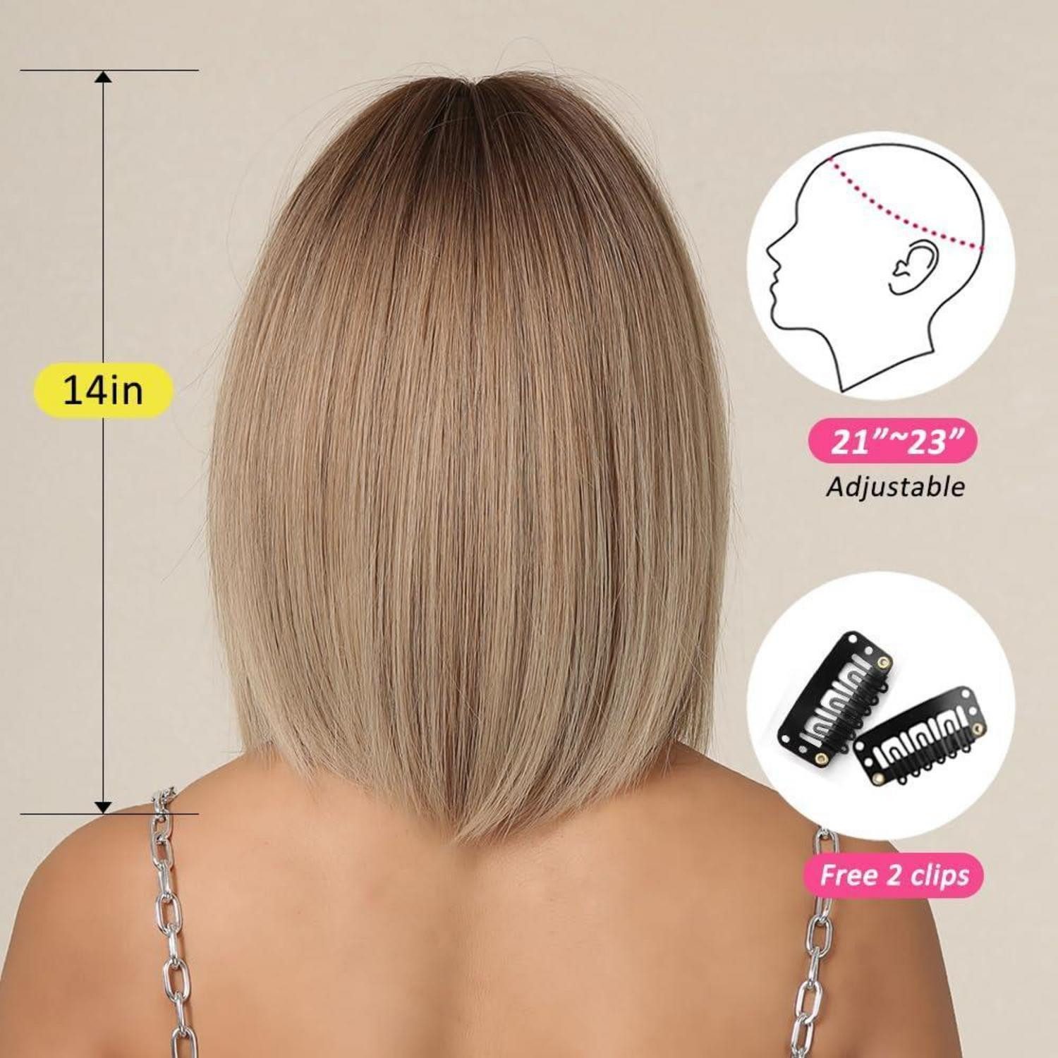 LuxusKollektion Kunsthaarperücke Ombre Blonde Bob Perücke mit Pony Kurz Gerade Synthetisches Haar für