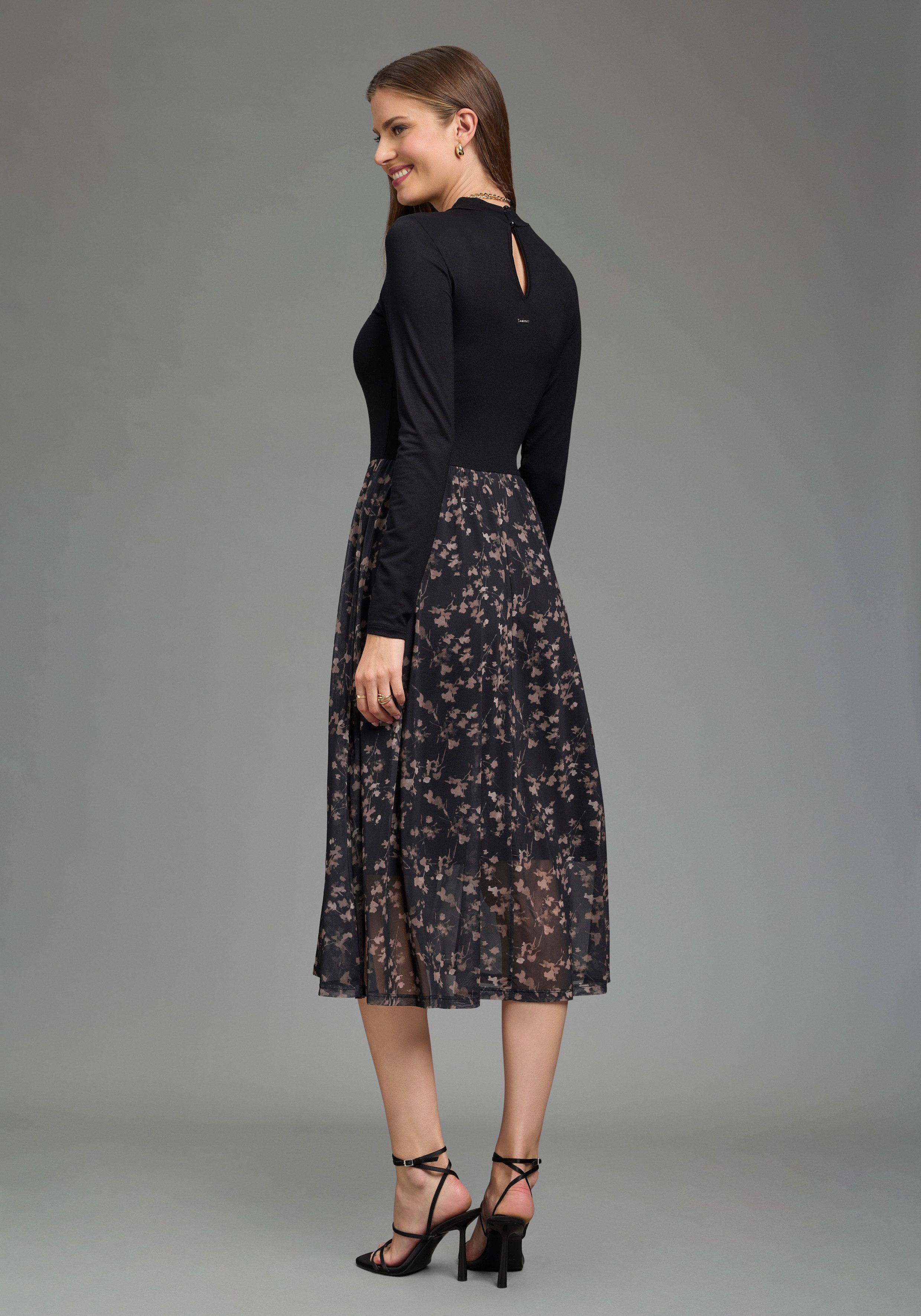 Laura Scott Meshkleid aus elastischer Viskosemischung, figurbetonte Passform, Langarm-Design