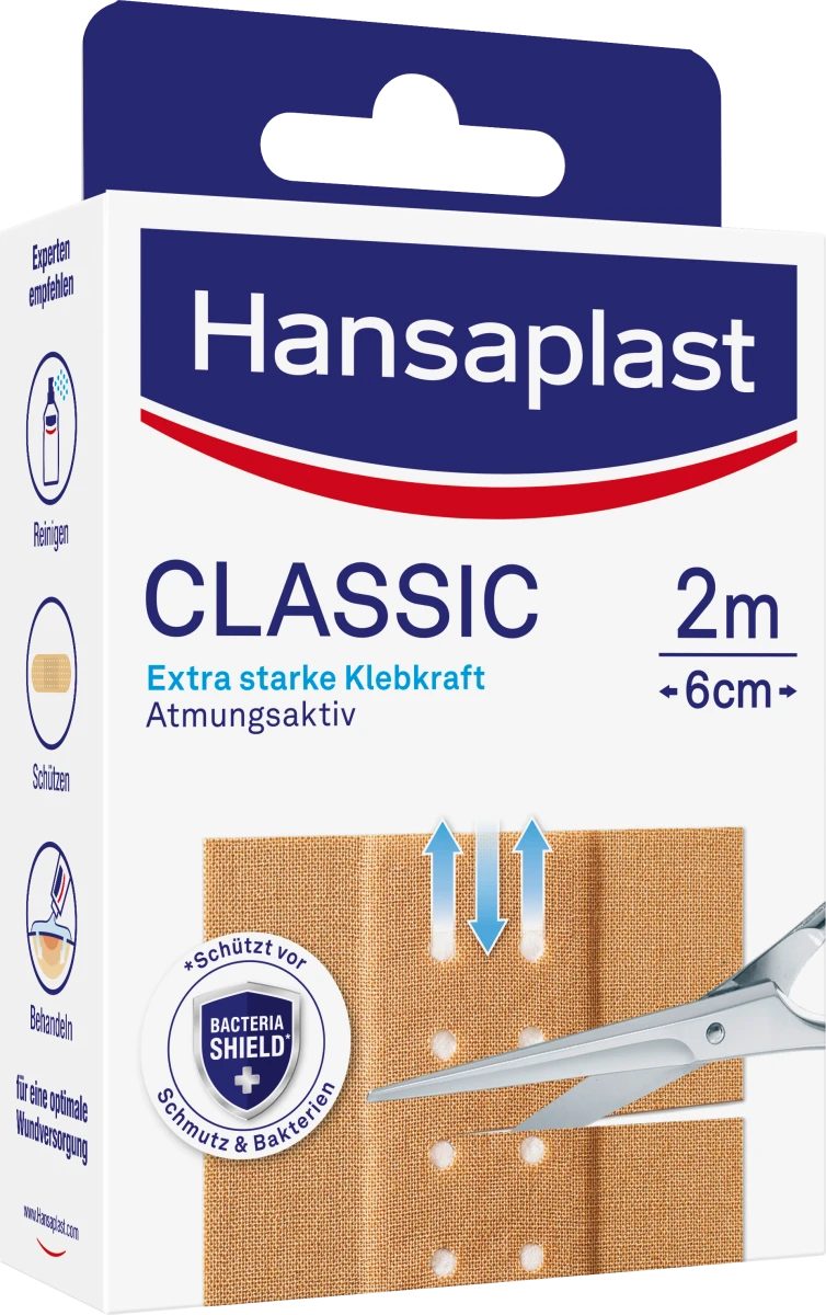 Hansaplast Wundpflaster Classic Pflaster (2 m x 6 cm) zuschneidbare Wundpflaster