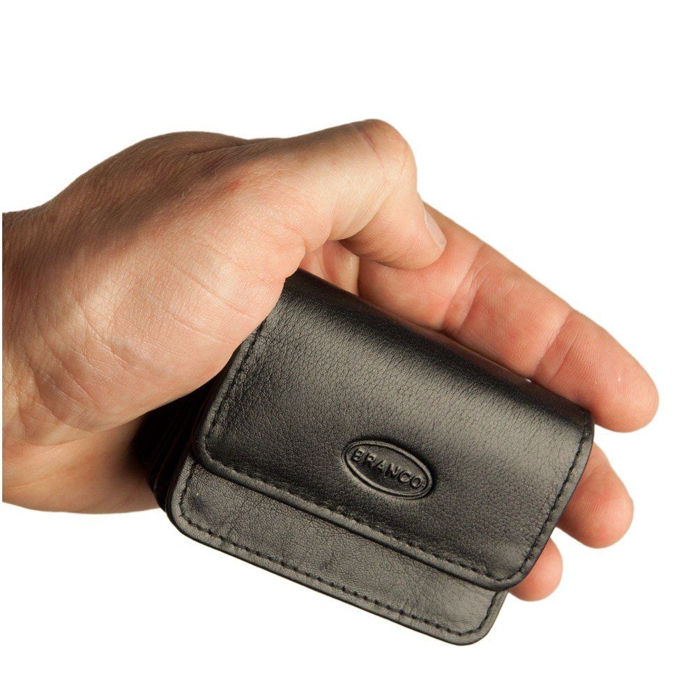 BRANCO Mini Geldbörse Sehr Kleine Geldbörse / Mini Münzbörse, Leder, Schwar günstig online kaufen