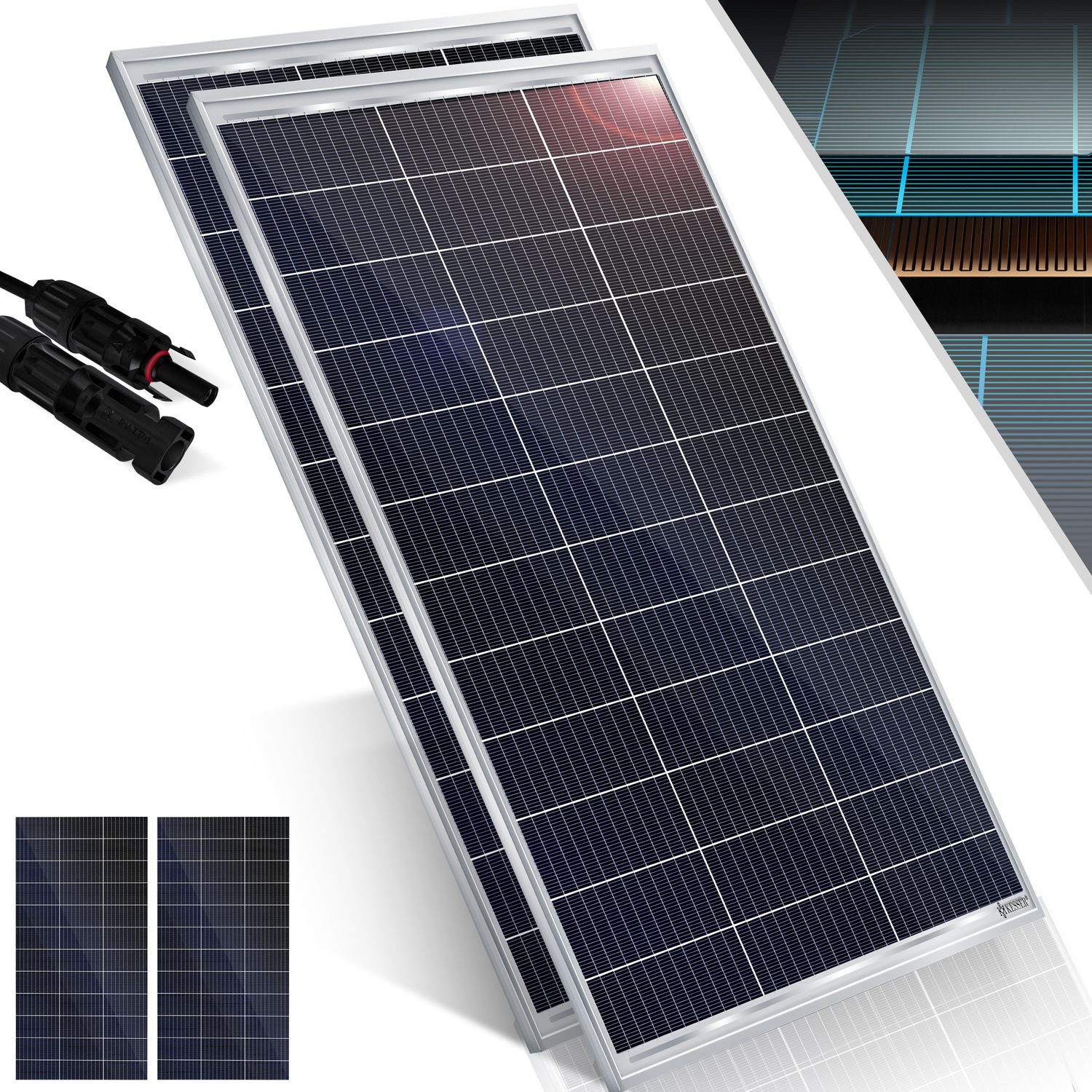 KESSER Solarmodul, (2-St), Solarpanel Monokristallin 18V Photovoltaik Solaranlage PV Anlage
