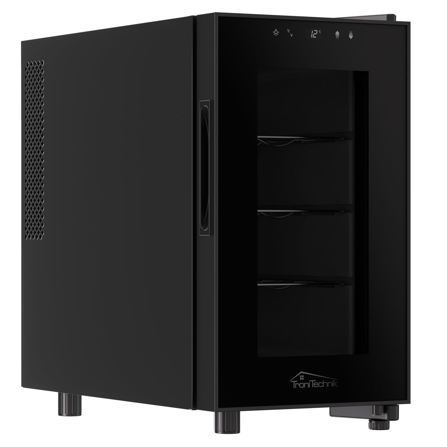 TroniTechnik Weinkühlschrank Marseille mit 23 Liter Fassungsvolumen für 8 Flaschen,Temperatur von 5°C bis 18°C, mit LED
