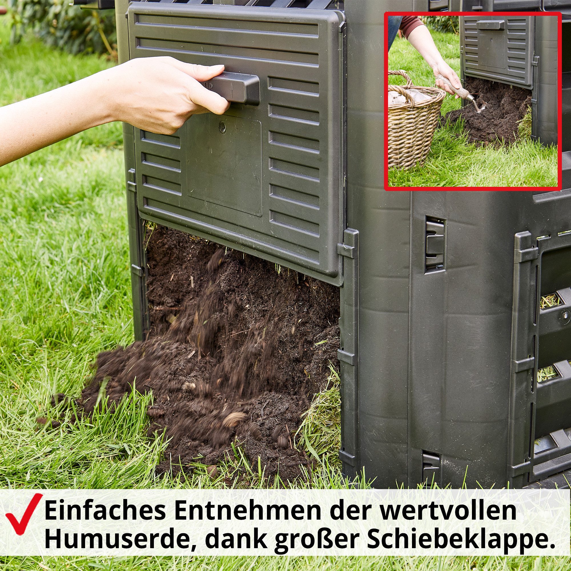 Hecht Komposter 3060 mit Stecksystem, BxTxH: 69x69x84 cm, 360 l, Klappdeckel