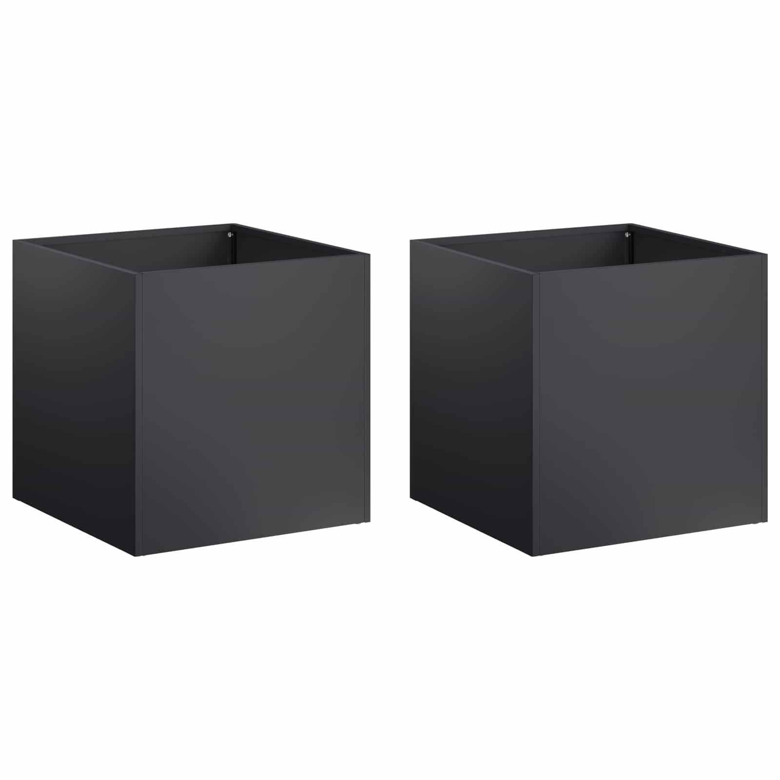 vidaXL Blumentopf Garten-Pflanzgefäß 2 stk. Schwarz 20 x 20 x 20 cm (2 St)