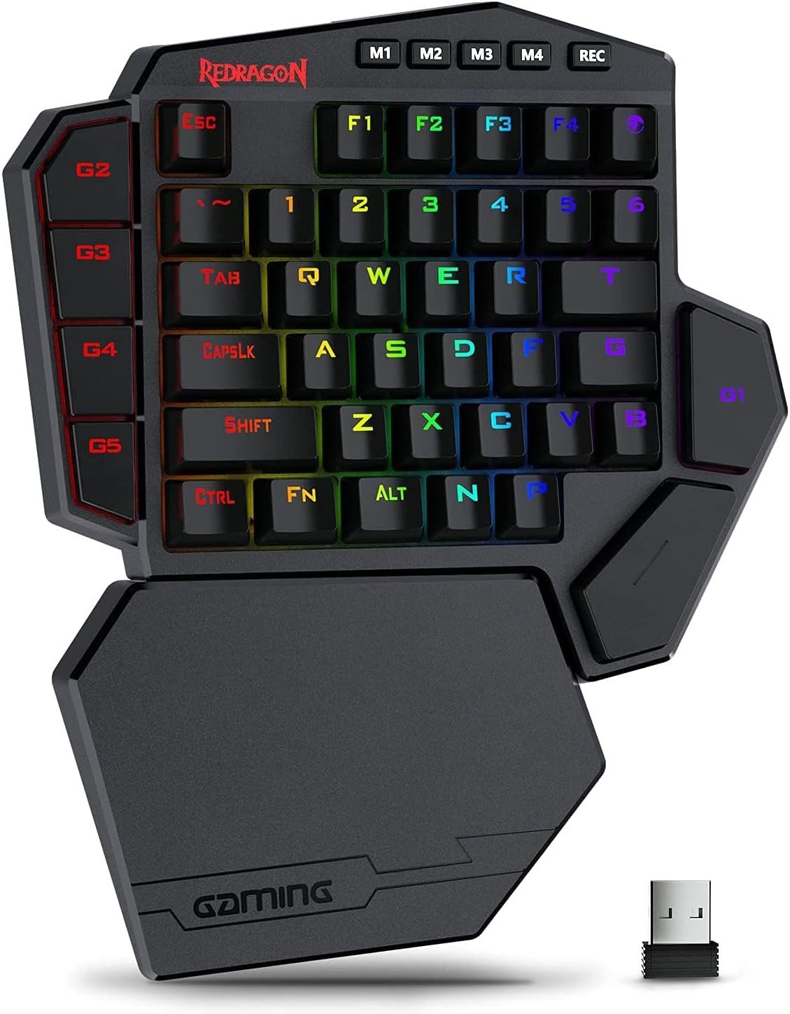 Redragon K585 RGB, 2.4GHz/BT/Wired, Red Switches, Black Gaming-Tastatur (Kabellos, Gaming, Mechanisch, RGB, Magnetische Handgelenkstütze)