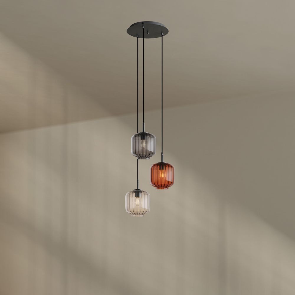 s.luce Pendelleuchte Velo Galerieleuchte 3-flg Ø 40cm Baldachin Ø 20cm Mehrfarbig