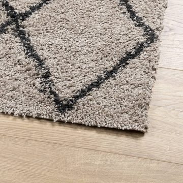 Teppich Teppich Shaggy Hochflor Modern Beige und Anthrazit 60x110 cm, vidaXL, Rechteckig