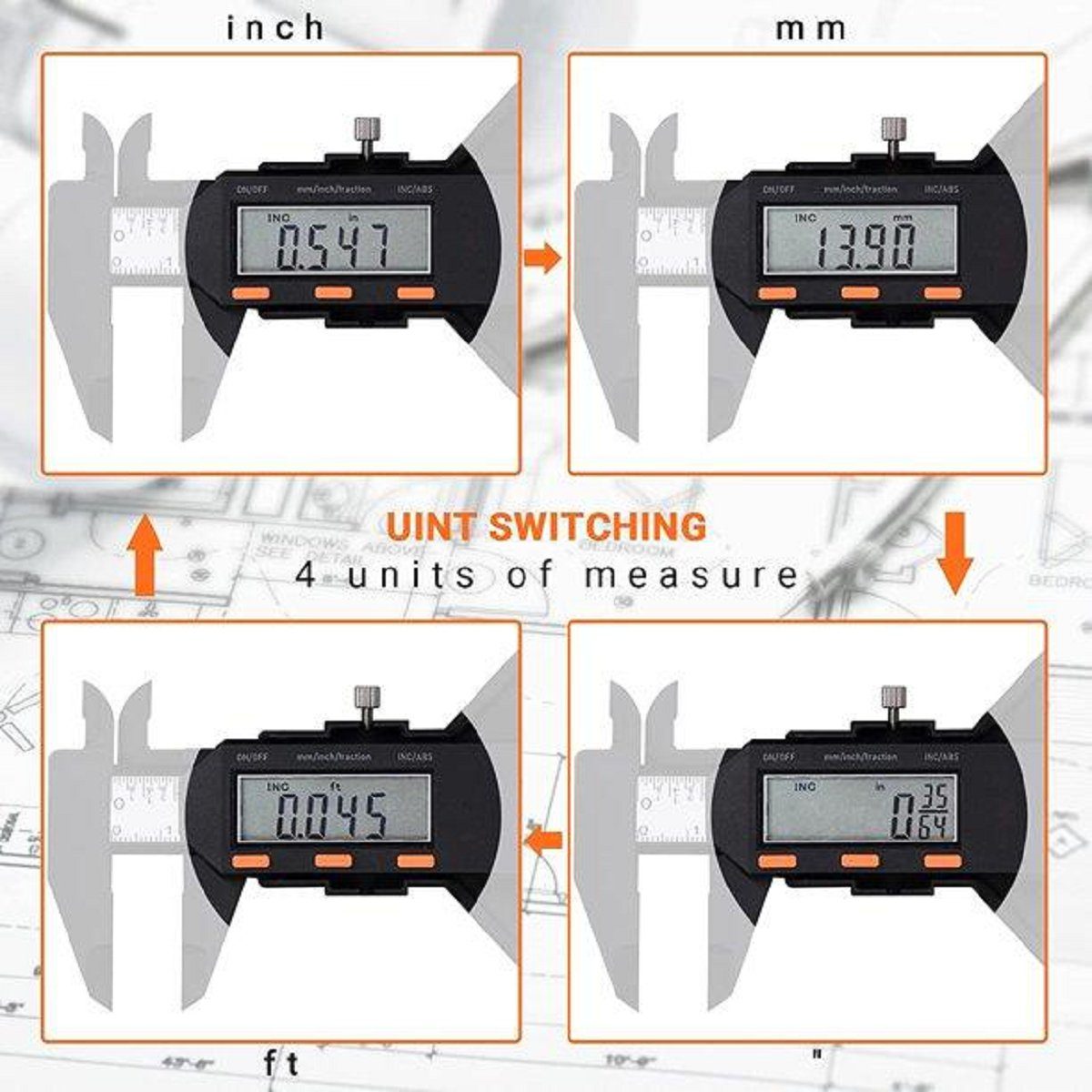 TACKLIFE Messschieber, Digital Tiefenmesser LCD Display