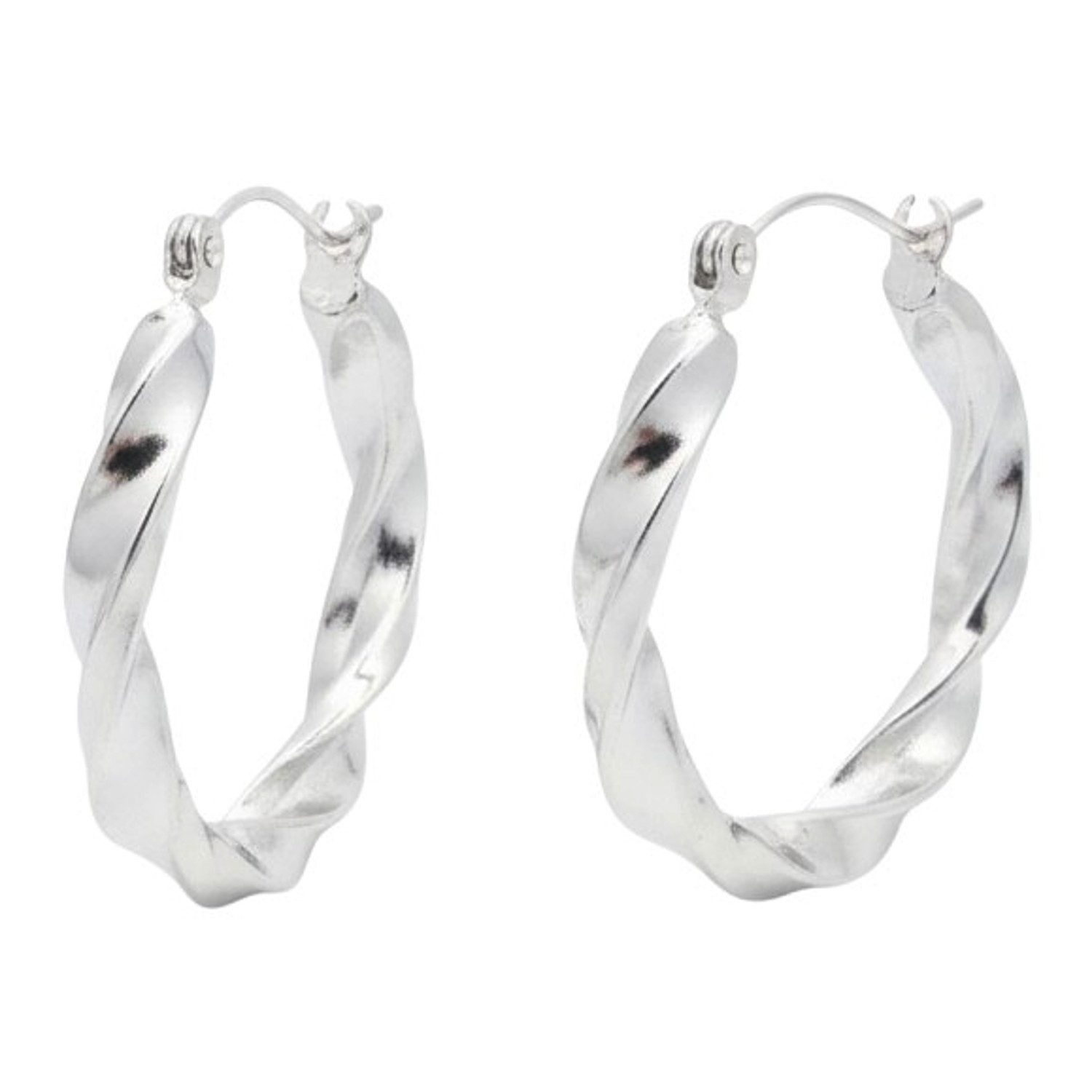 KARMA Paar Creolen gedreht Damen Roségold, Silber od. Gold (Damencreolen modern, eleganter Ohrschmuck für Frauen Damencreolen), gedrehte Design-Ohrringe 25 mm Ø