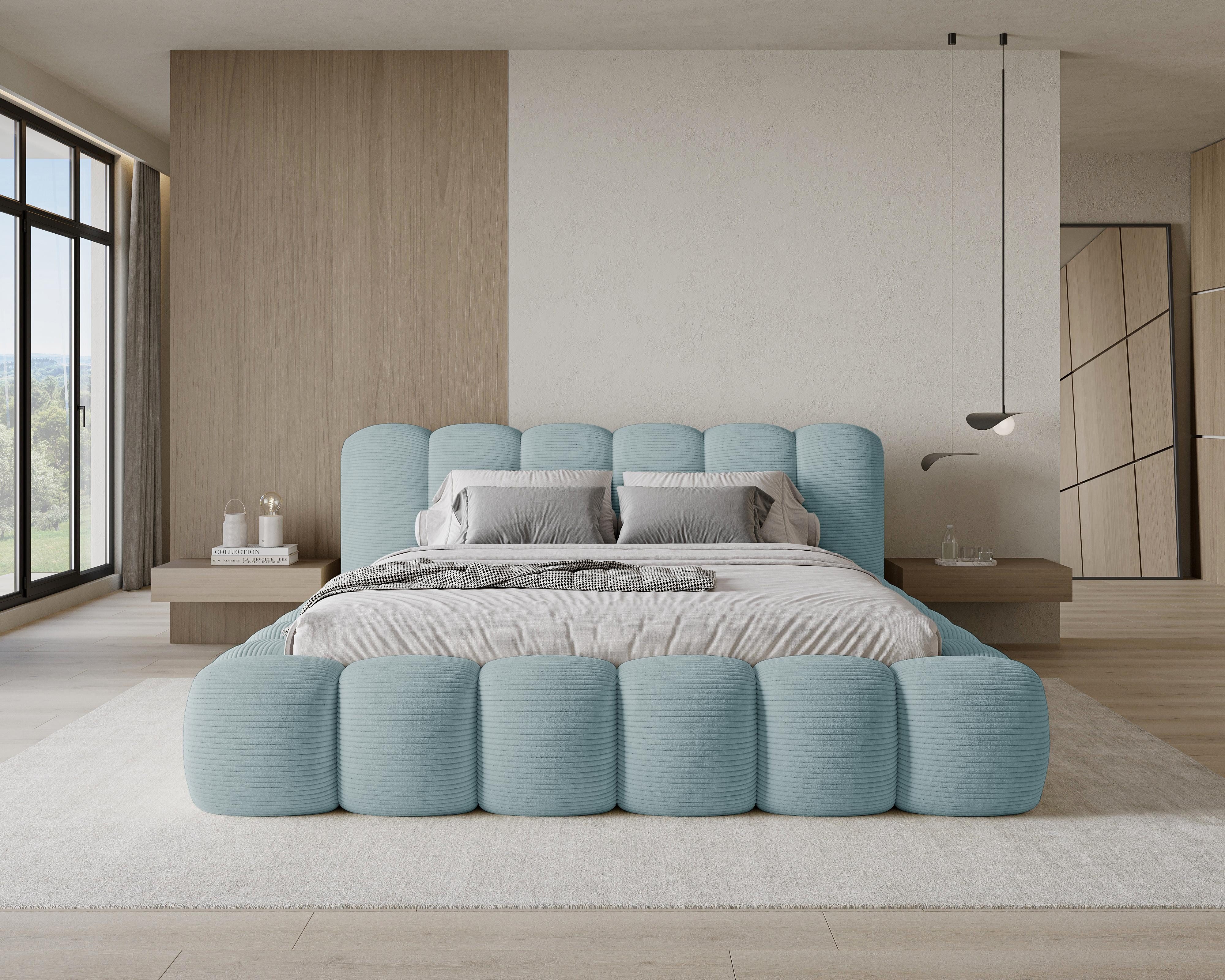 Chilly Möbel Polsterbett Bouclé Stoff mit Stauraum und Lattenrost Metallrahmen (Boxbett ohne Matratze in vielen Farben, 140x200 160x200 180x200 200x200cm), gepolstertem Kopfteil Bettkasten modern