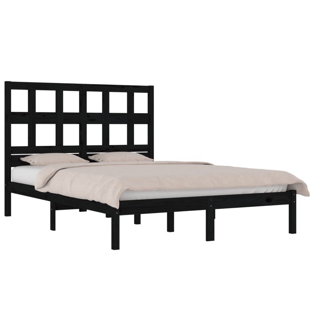 vidaXL Bett Massivholzbett Schwarz Kiefer 200x200 cm