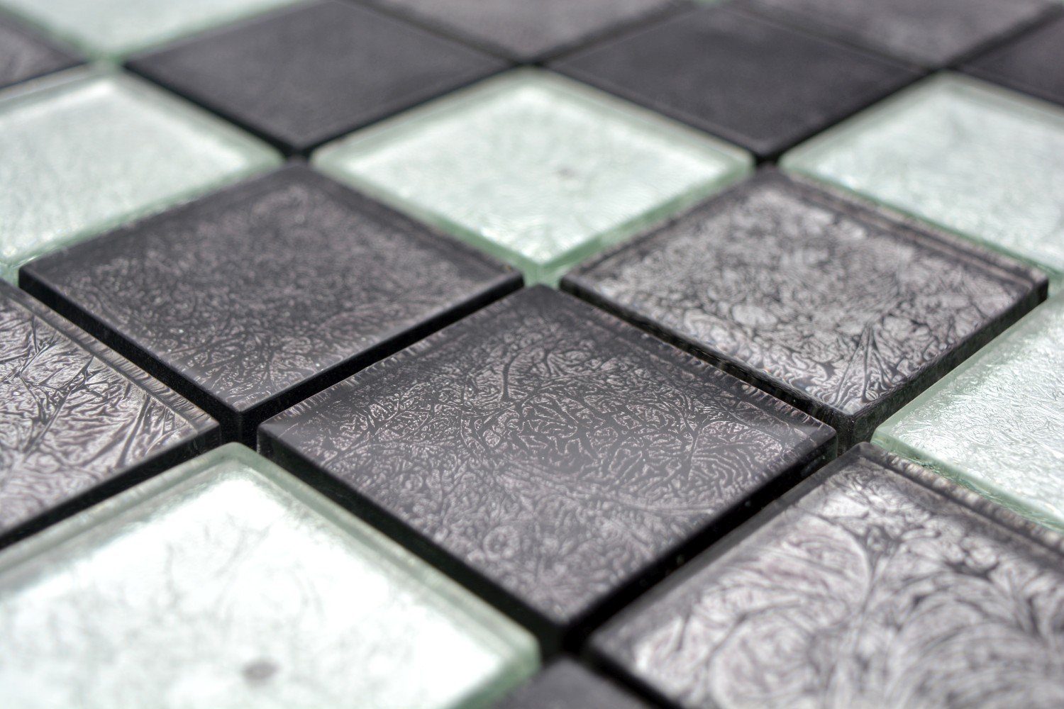 silber Mosaikfliesen glänzend Glasmosaik Matten / 10 schwarz Mosani Crystal Mosaikfliesen