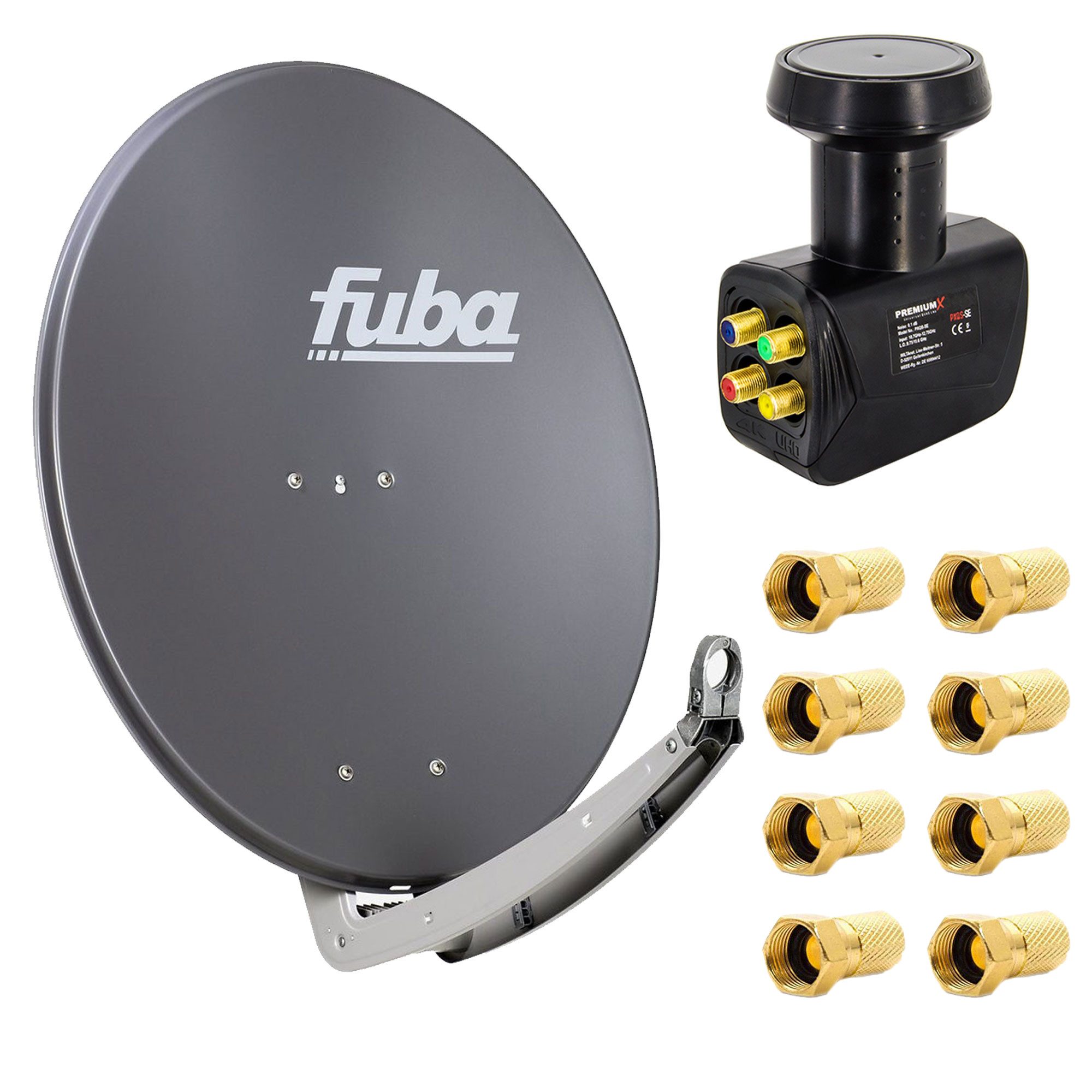 Fuba DAA 780 A Sat Anlage Schüssel Anthrazit Quad LNB 8x F-Stecker SAT-Antenne