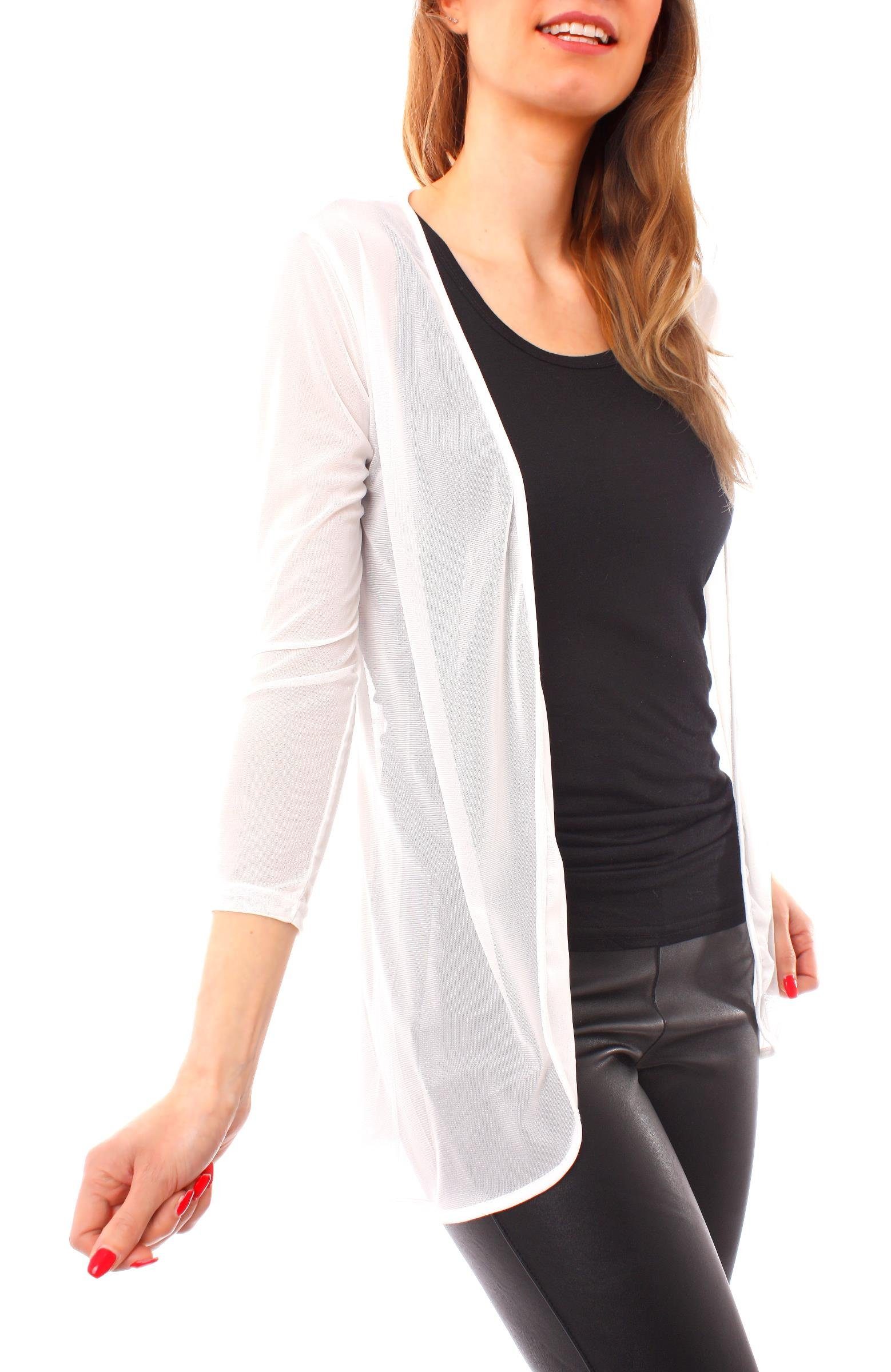 Muse Cardigan creme Cardigan Jäckchen transparent Mesh 7058