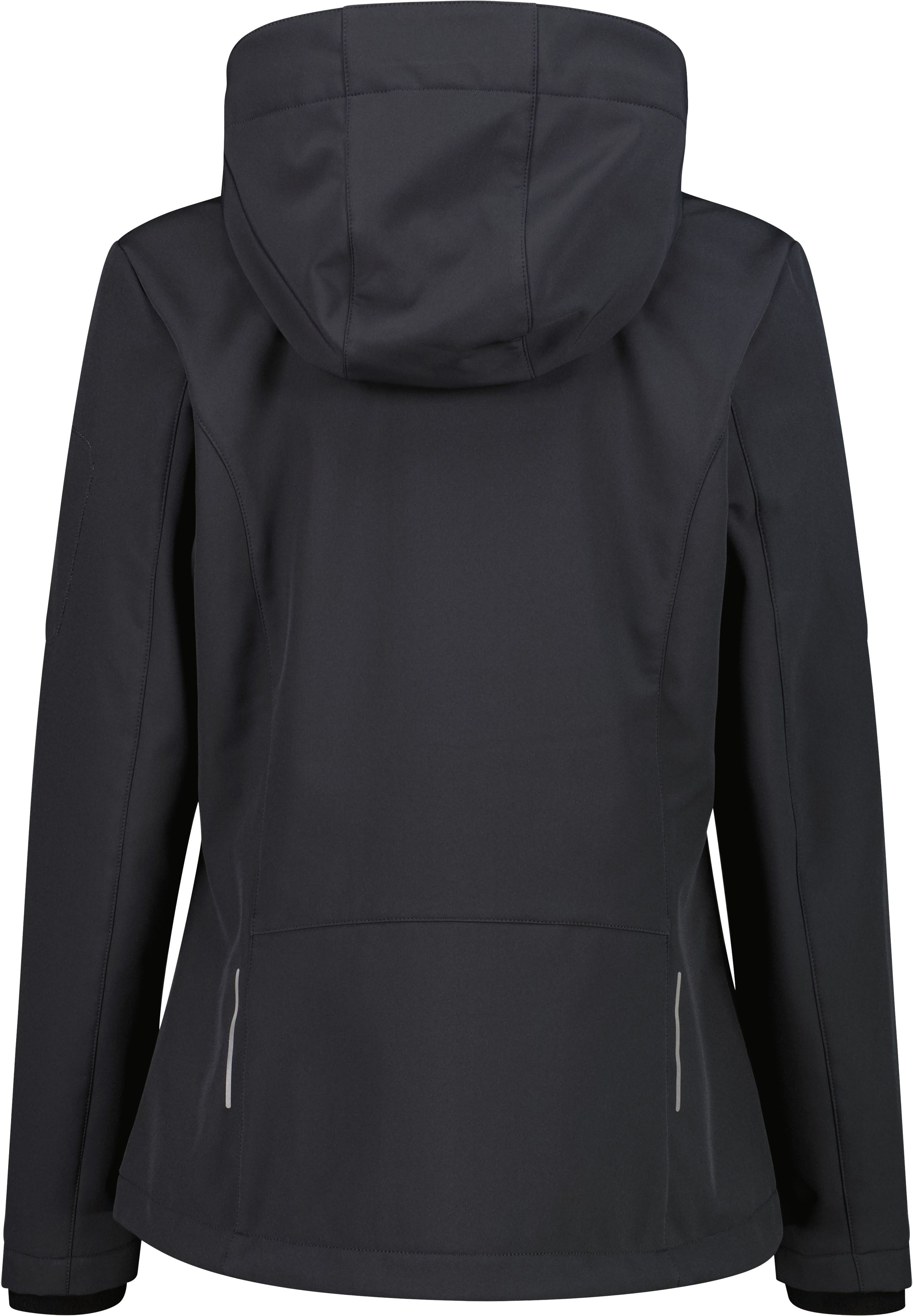 CMP Softshelljacke WOMAN JACKET DET HOOD mit Kapuze, wind- und wasserabweisend