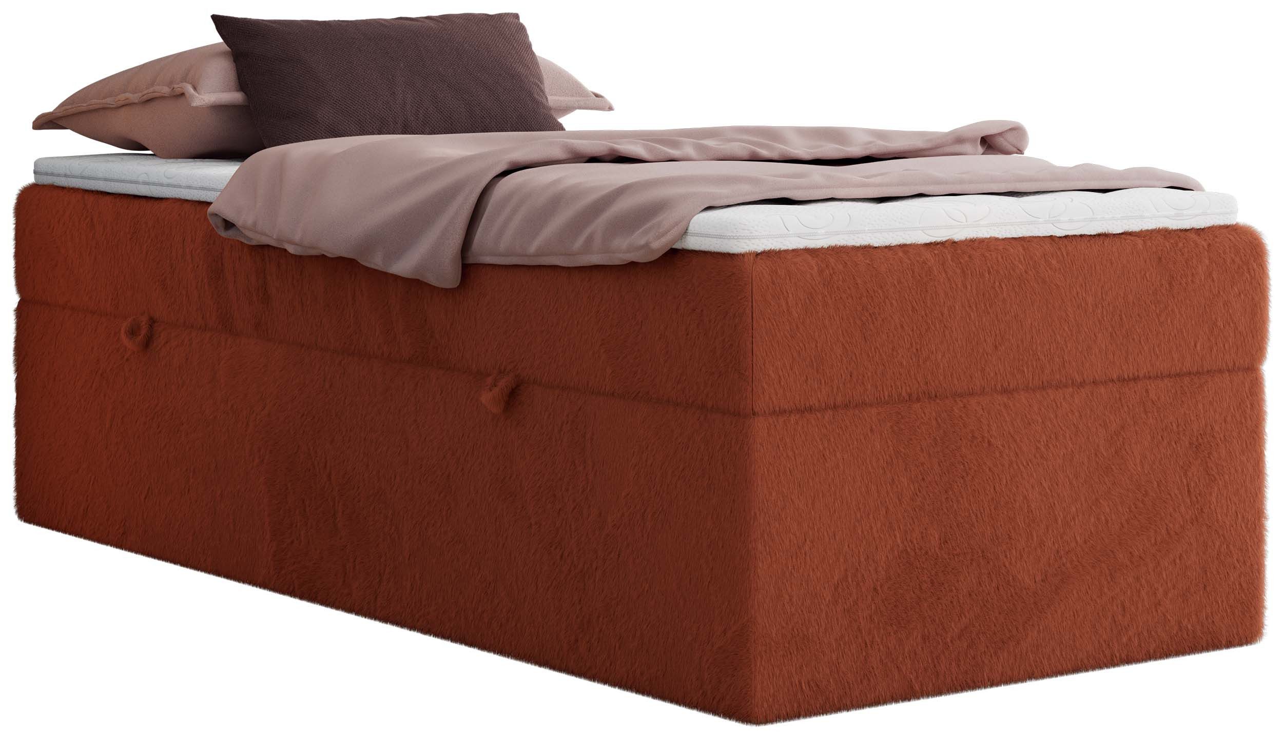 MKS MÖBEL Boxspringbett ZERO 90 (Bett mit Matratze, Einzelbett 90x200 cm ohne Kopfteil, optionaler Topper T25 oder Visco), mit Bettkasten, 7-Zonen-Taschenfederkern H3/H4