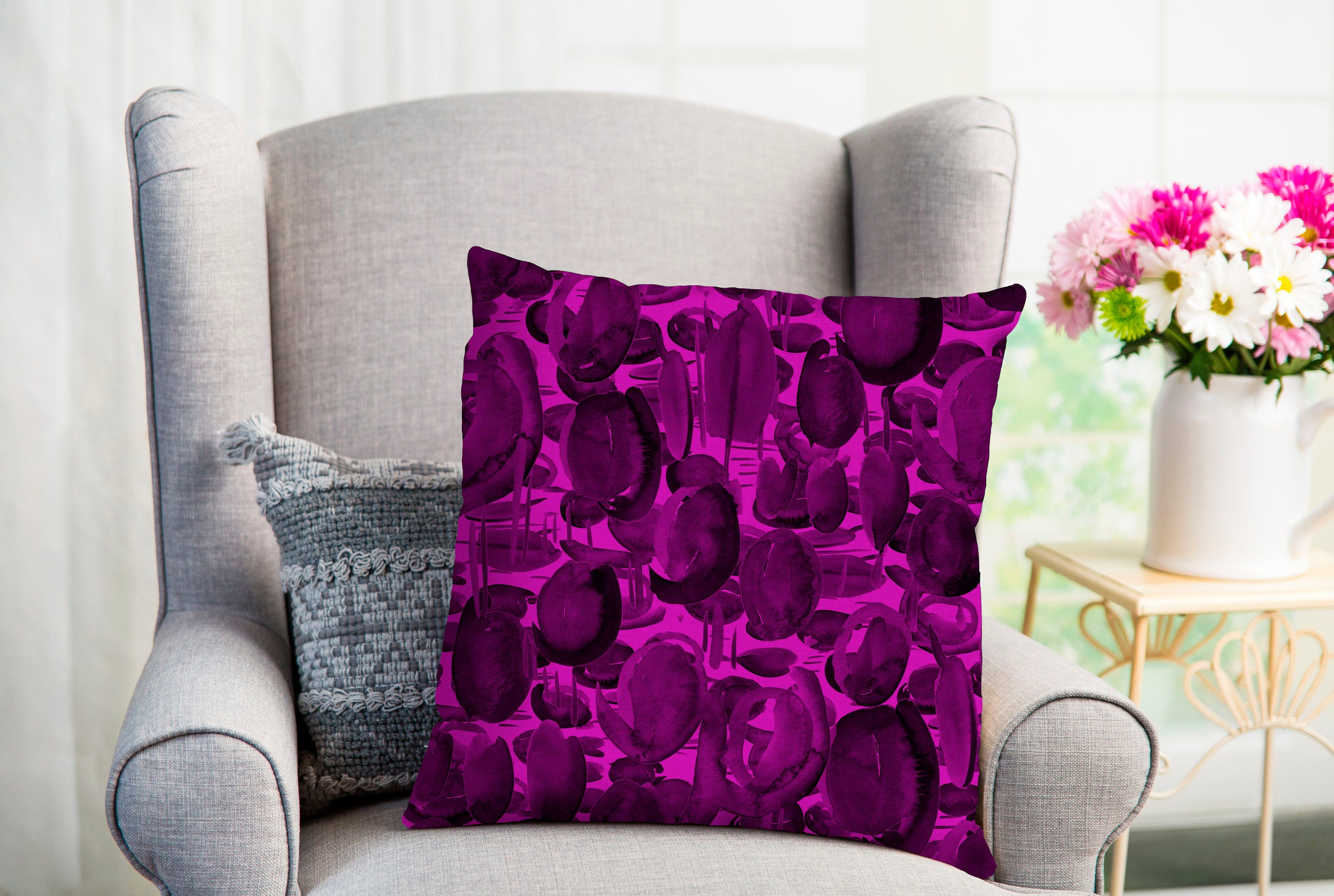 queence Dekokissen Farley, Kissenhülle,Lila Muster,Pink,Violett,Abstrakt,Geometrisch,Farbenfroh