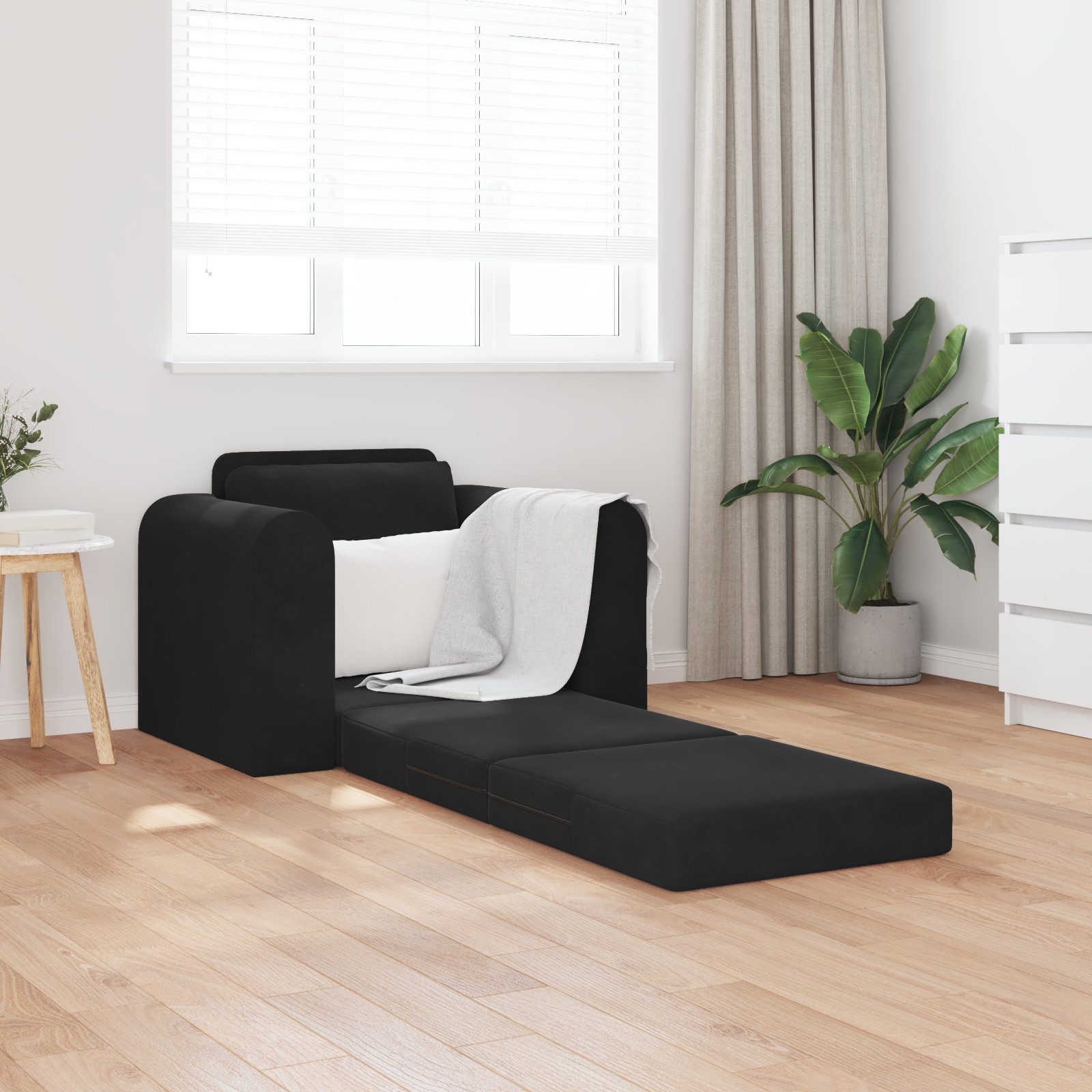 vidaXL Sofa Boden Schlafsofa 2-in-1 Schwarz günstig online kaufen