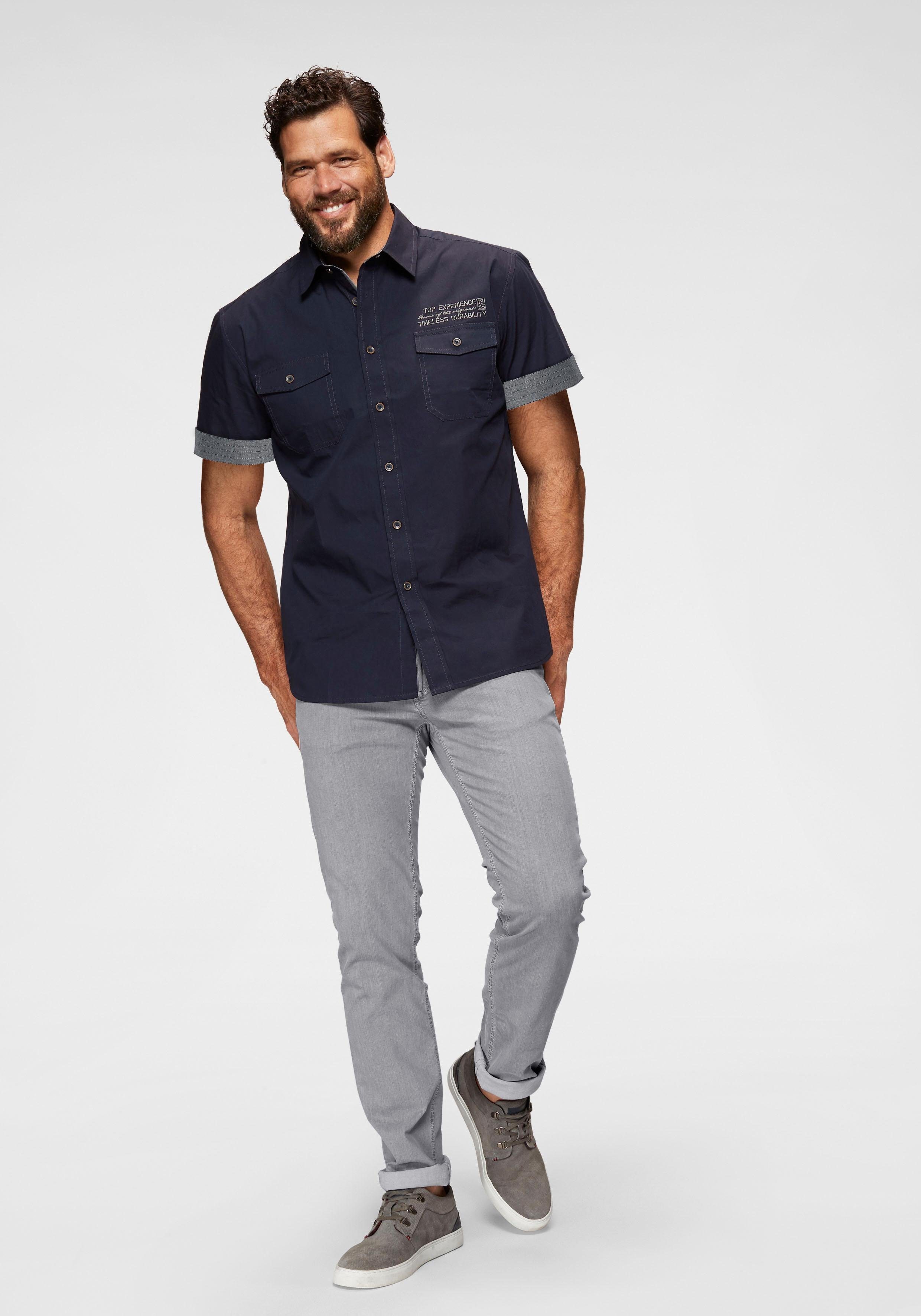 Man's World Kurzarmhemd mit kontrastfarbener Stickerei – Bild 4 von 5