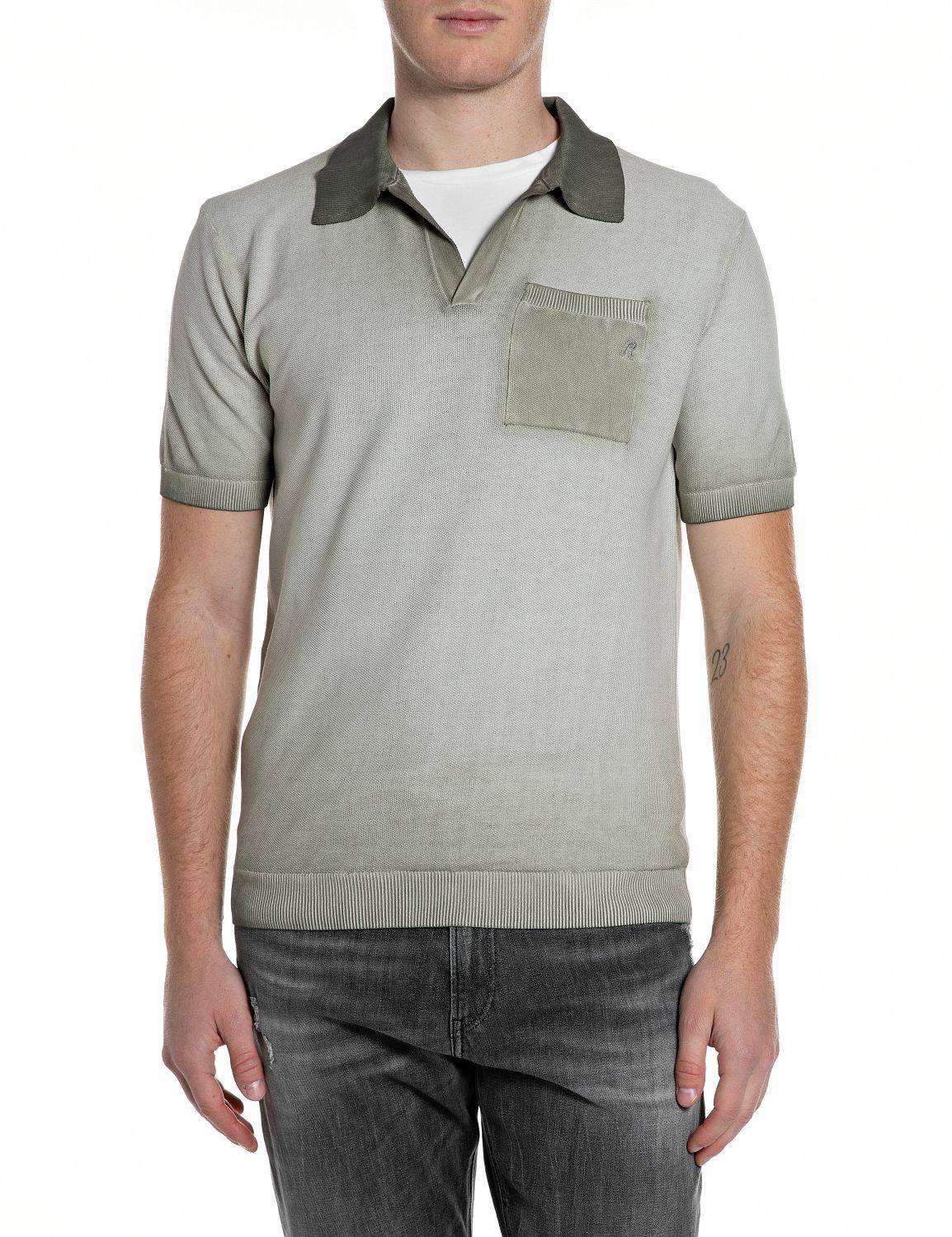 Replay Strickpullover Masche INSIDE FADE COTTON - 1, TUNDRA GREEN