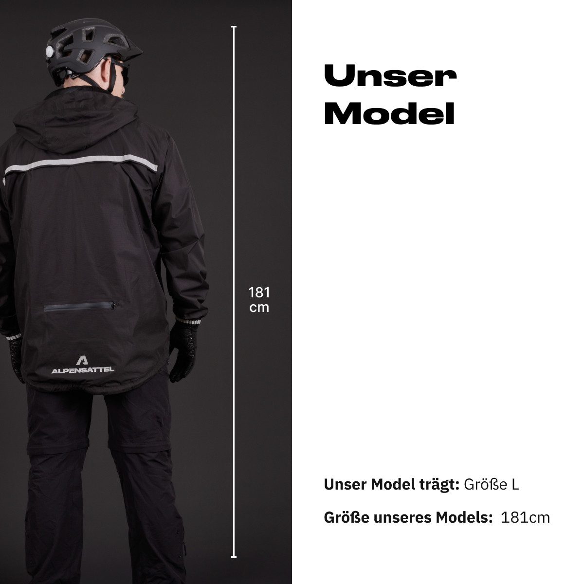 Alpensattel Regenjacke Rainshield - Wasserdichte Regenjacke (Einzeljacke, 1) Reflektierend, atmungsaktiv, wasserdicht, leicht, mit Kapuze