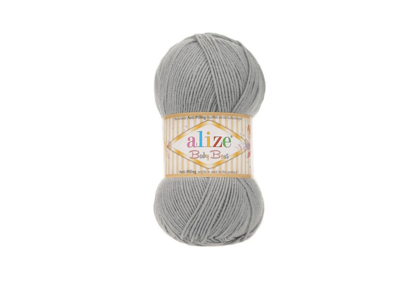 Thumbnail - Alize 5 x 100g Strickgarn ALIZE Baby Best uni Babywolle Wolle Antipilling Häkelwolle, 240 m (Sparpaket), 344 grau