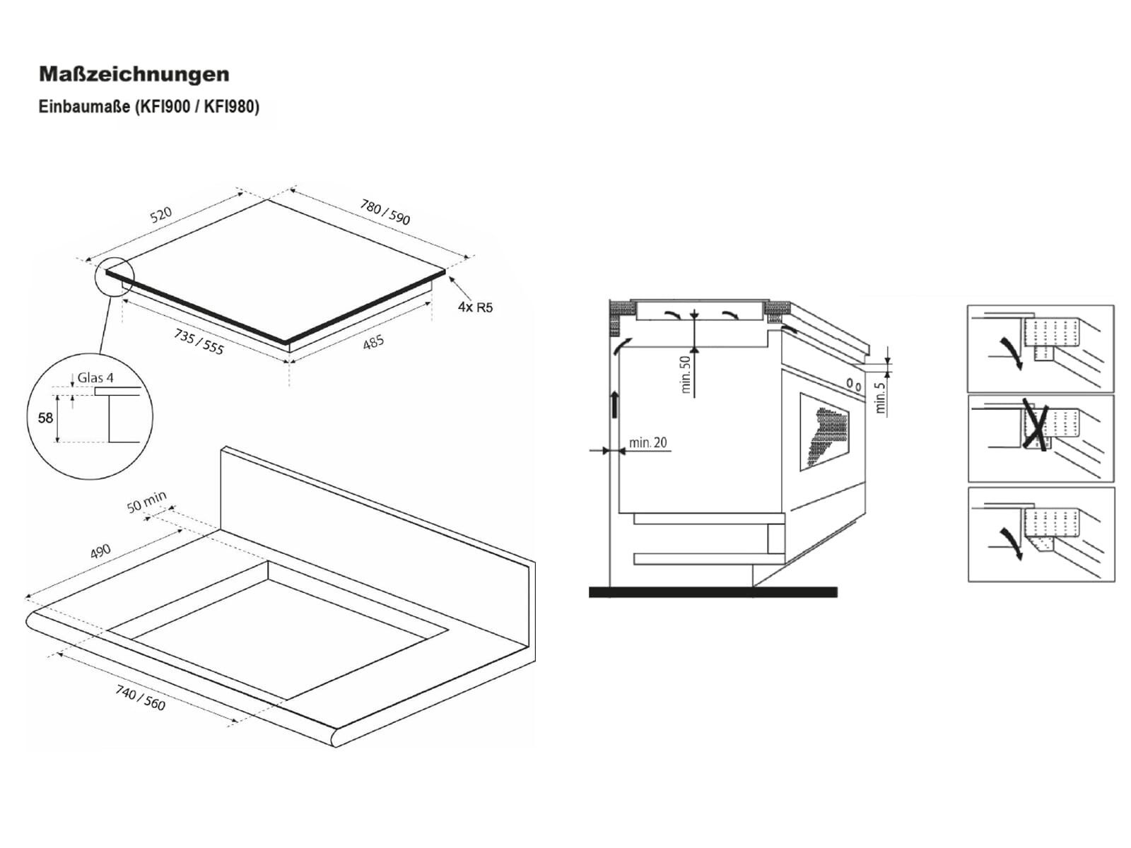 Oranier Induktions-Kochfeld KFI900, autark, Timer, TouchControl-Bedienung