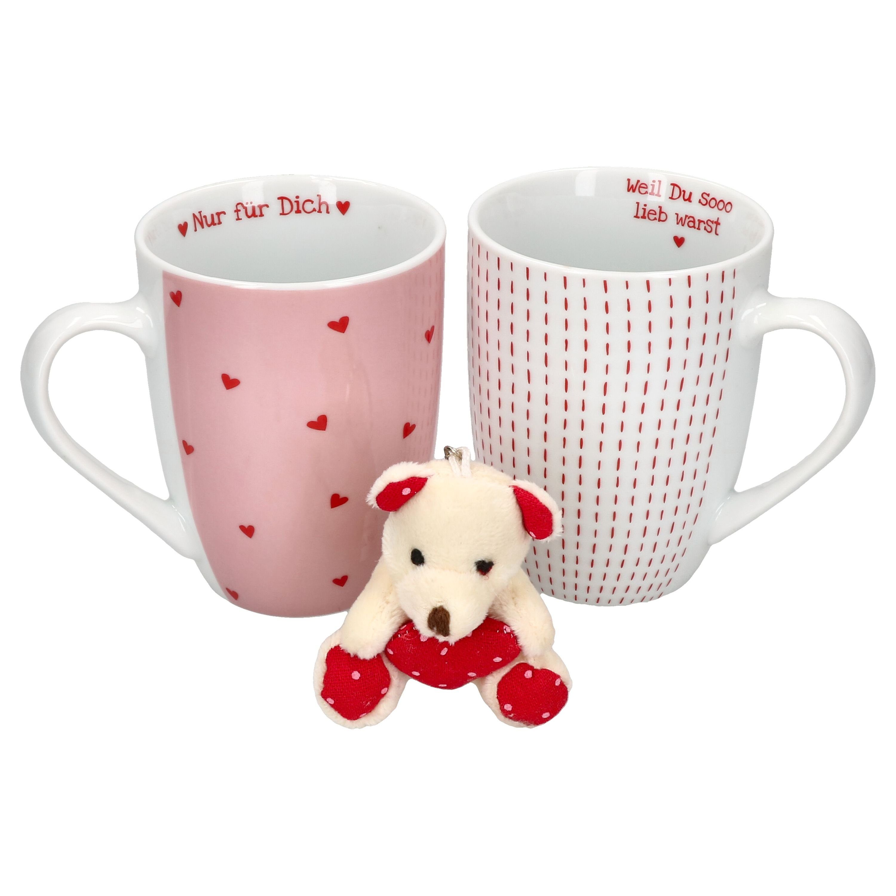 Becher 2er Set Nina Kaffeebecher 200ml rosa Valentinstag Geschenk Trinkbecher