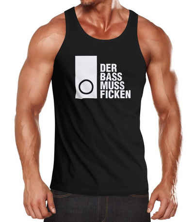 MoonWorks Tanktop Herren Tanktop Techno Spruch Der Bass muss Ficken Party Festival Rave Moonworks® mit Print