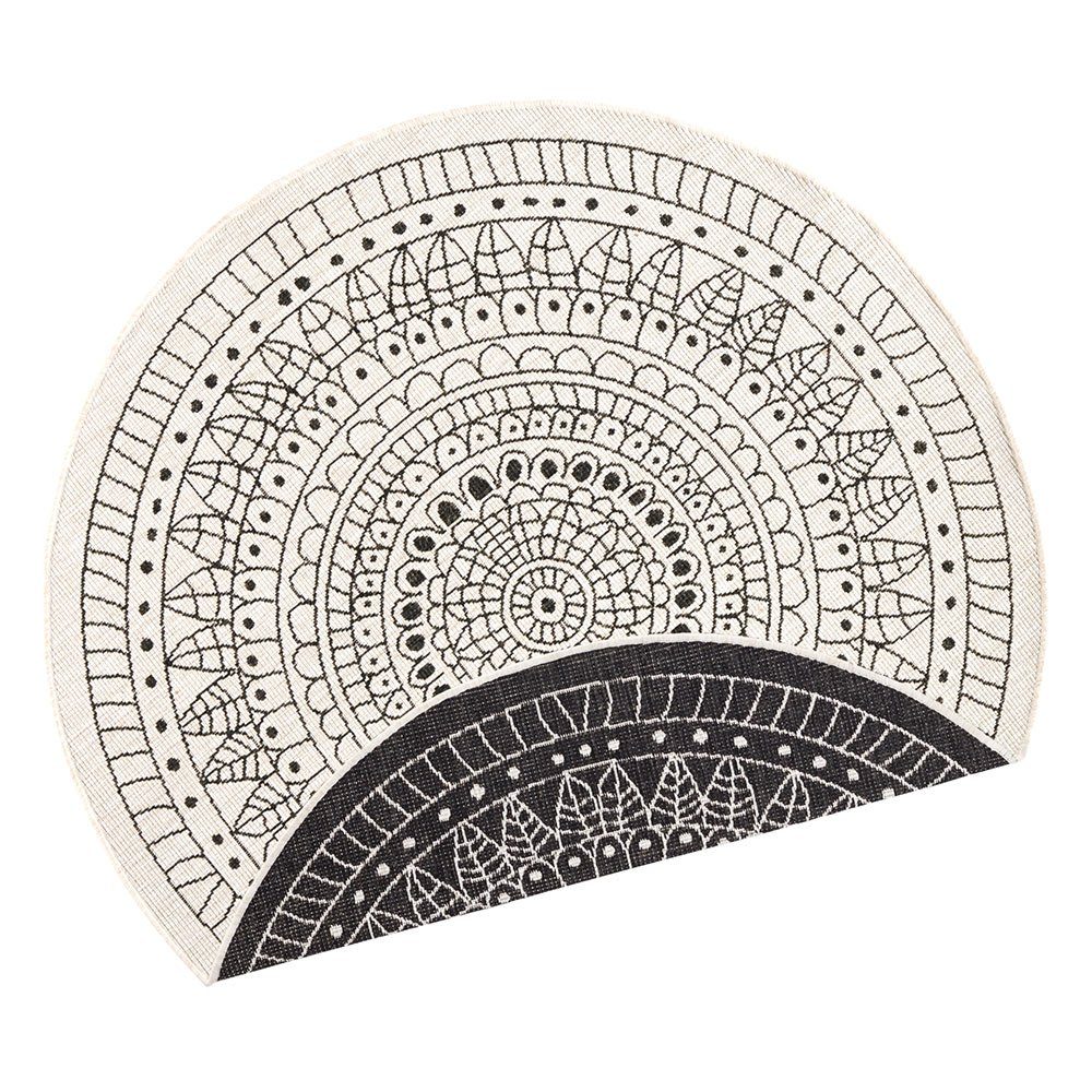 Teppich Boss Teppich In- & Outdoor Wendeteppich Porto rund schwarz creme, rund, Höhe: 5 mm